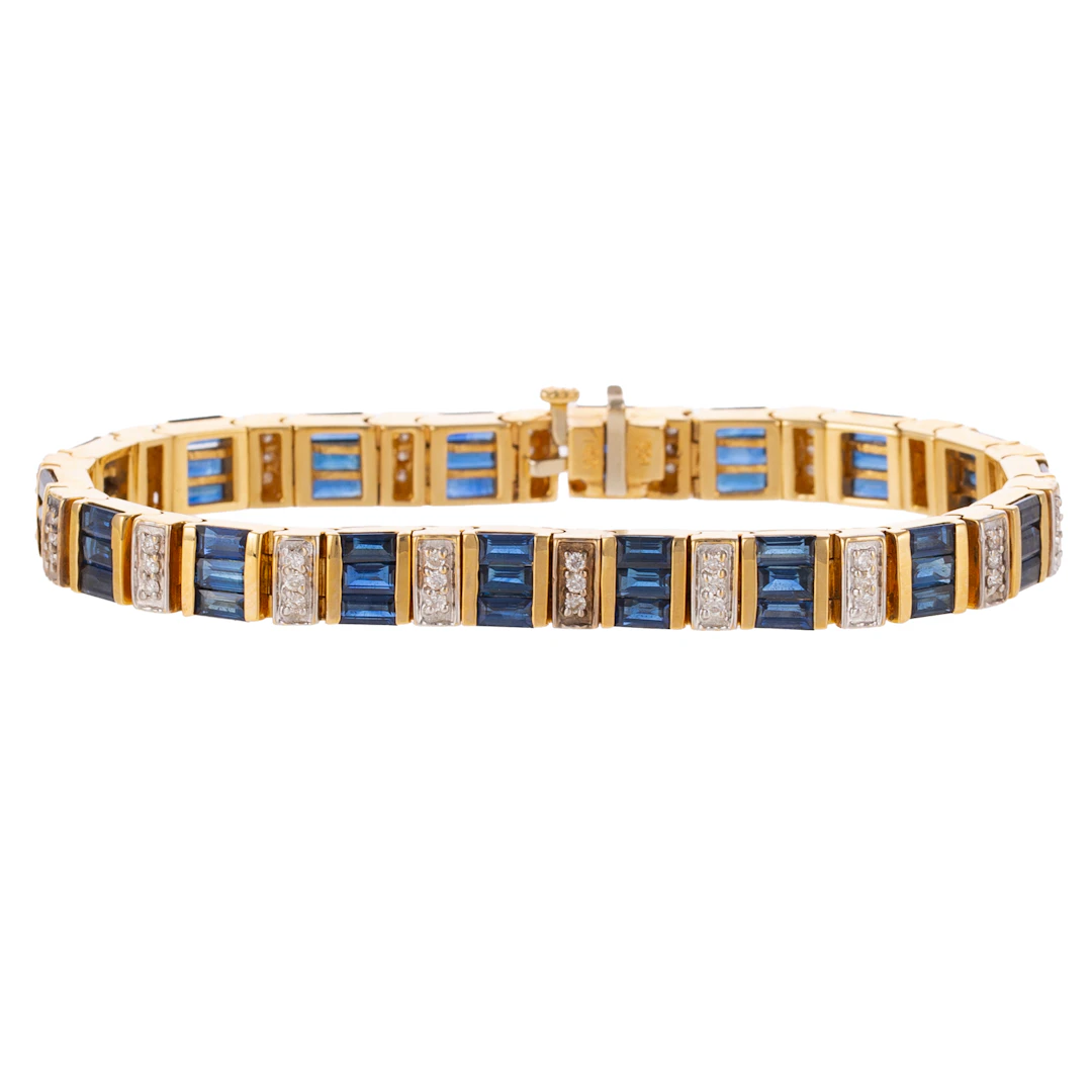 A Sapphire & Diamond Link Bracelet in 14K