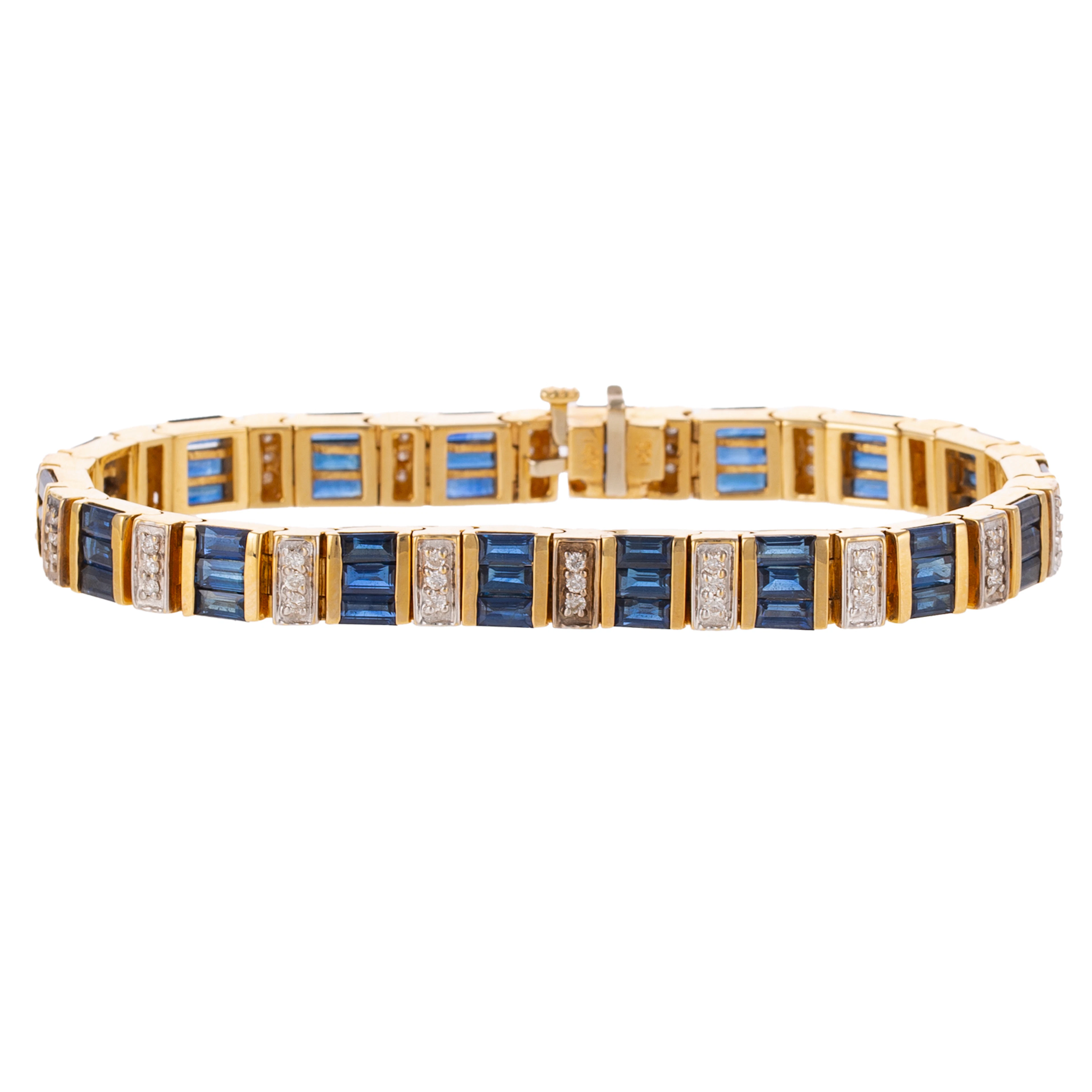 A Sapphire & Diamond Link Bracelet in 14K