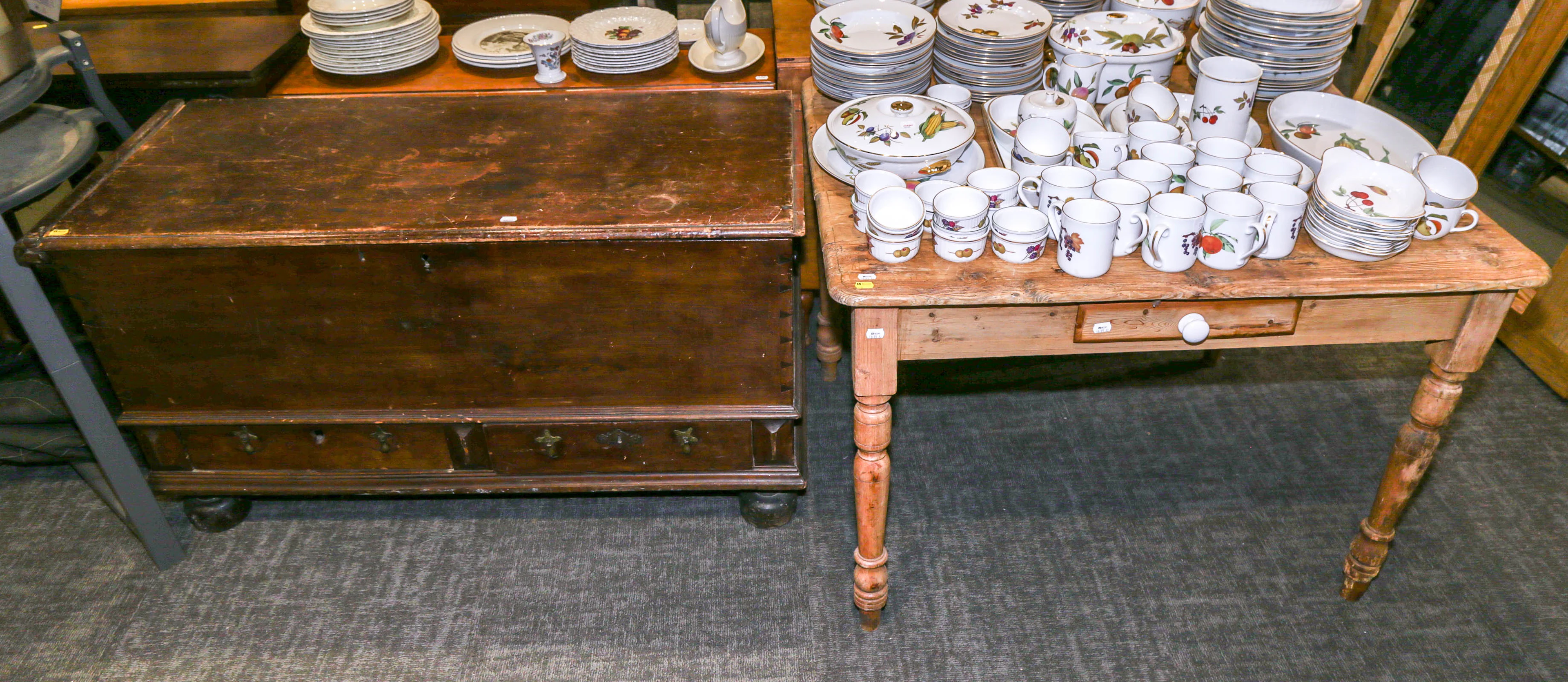 A Pennsylvania German Blanket Chest & a Farm Table