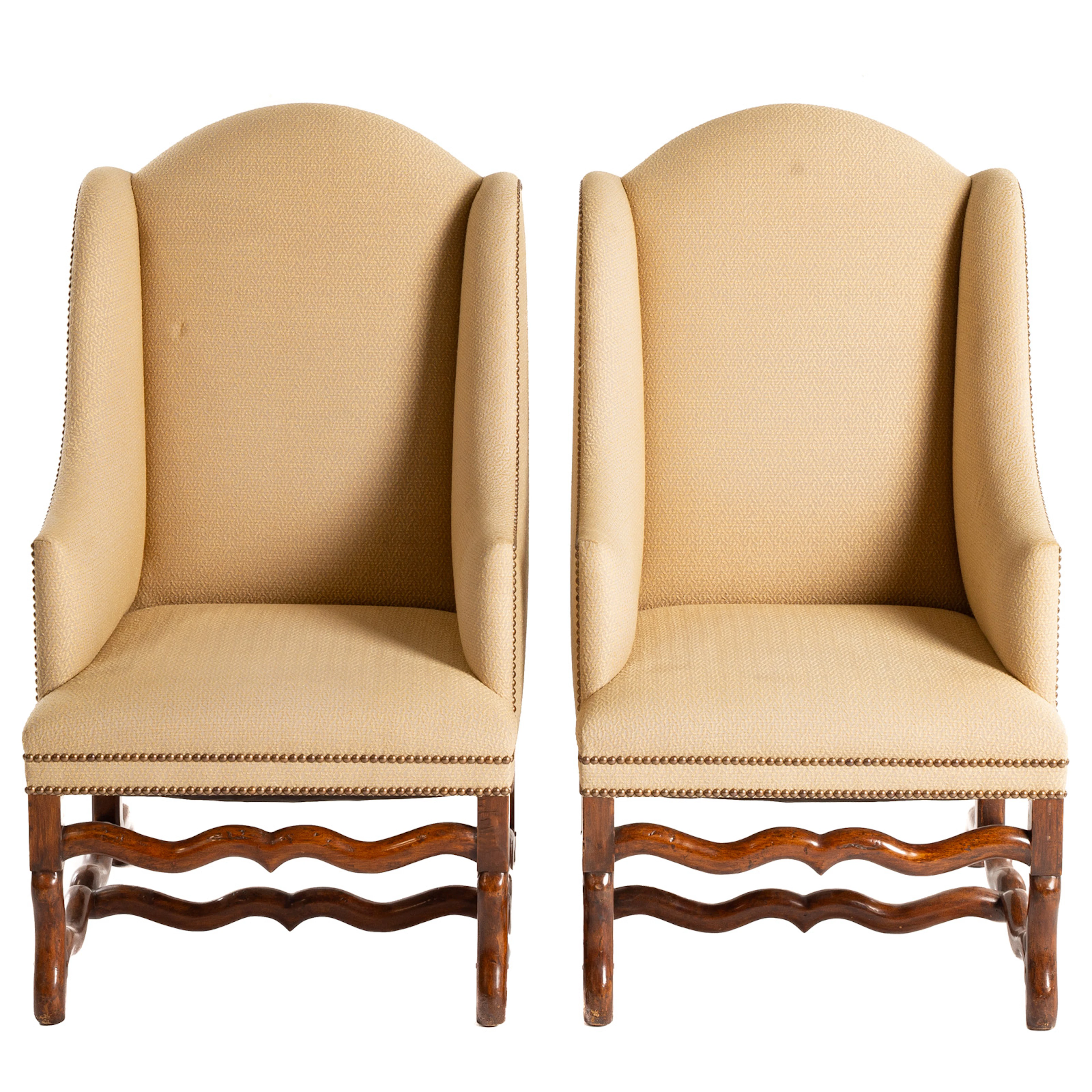 A Pair of Formations Custom Upholstered Wing Chairs
