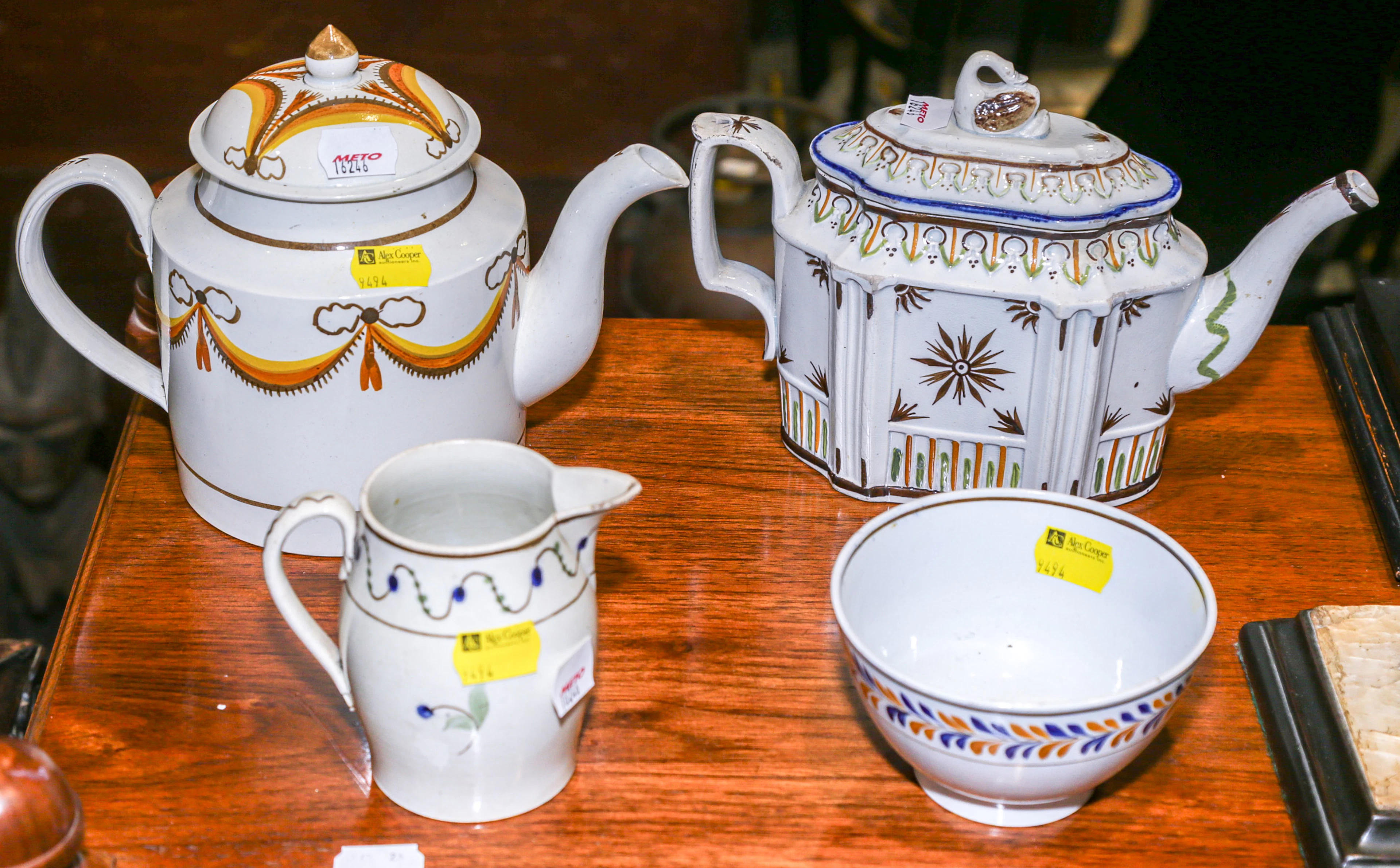 Four Pieces of English Painted Pearlware