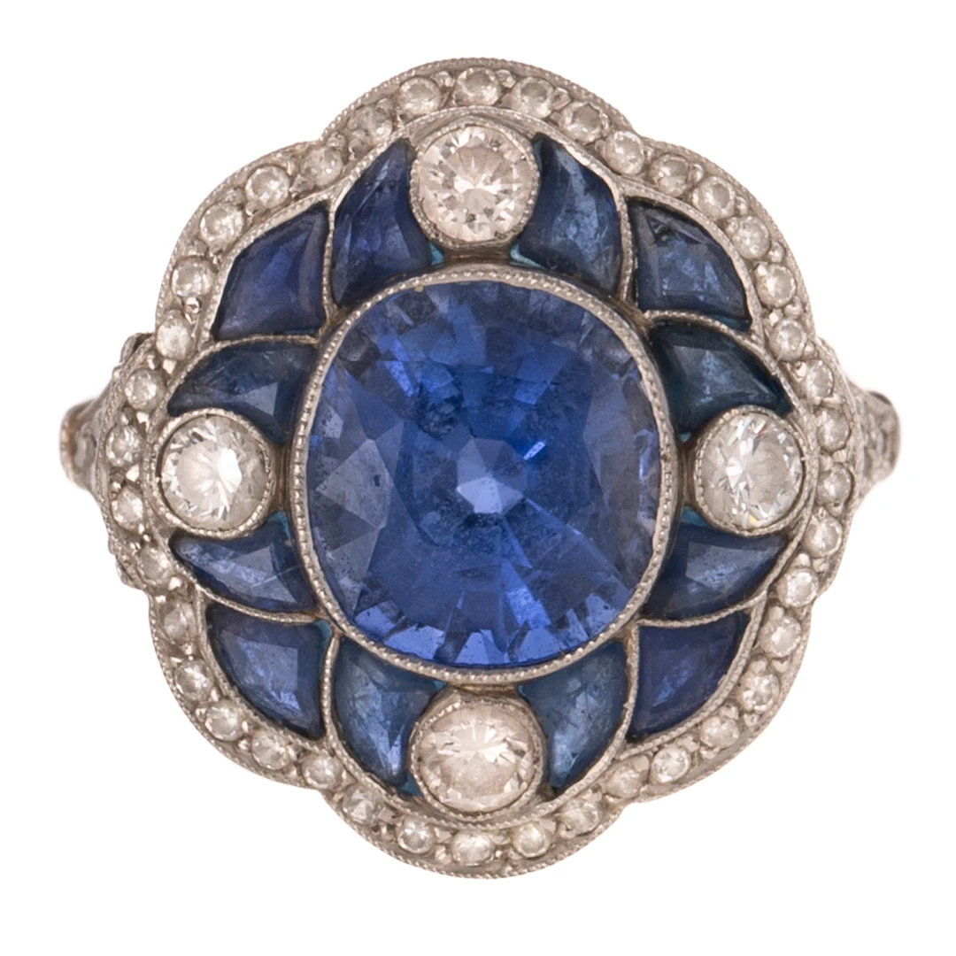 An Art Deco Sapphire & Diamond Ring in Platinum