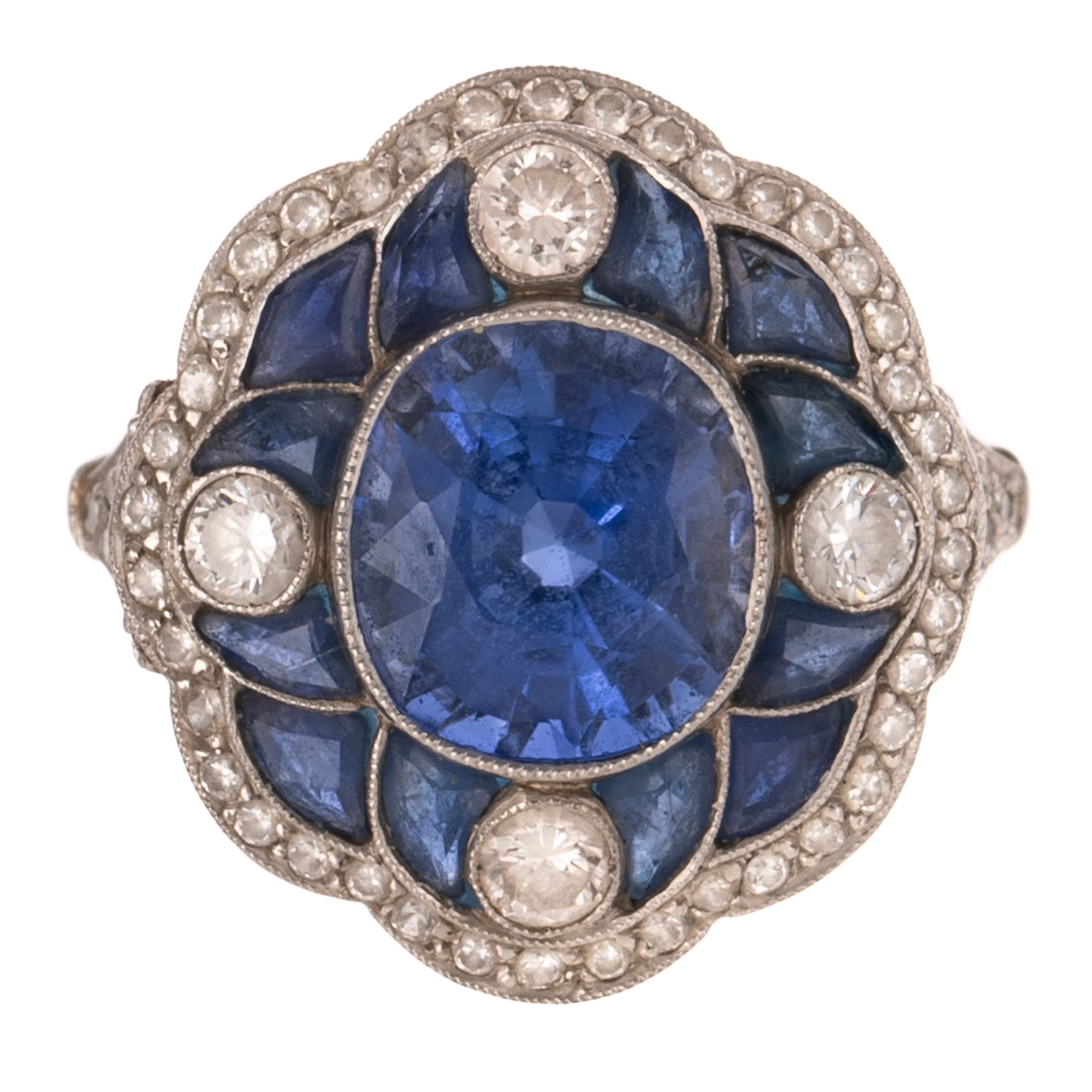 An Art Deco Sapphire & Diamond Ring in Platinum