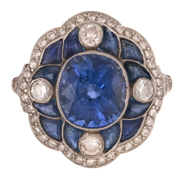 An Art Deco Sapphire & Diamond Ring in Platinum