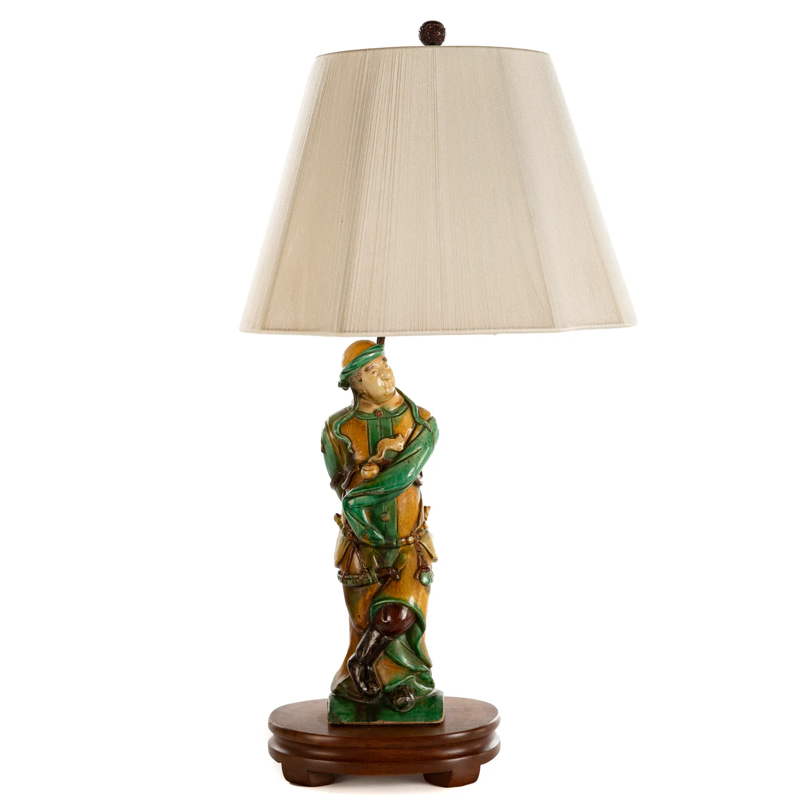 A Chinese Sancai Style Ceramic Table Lamp