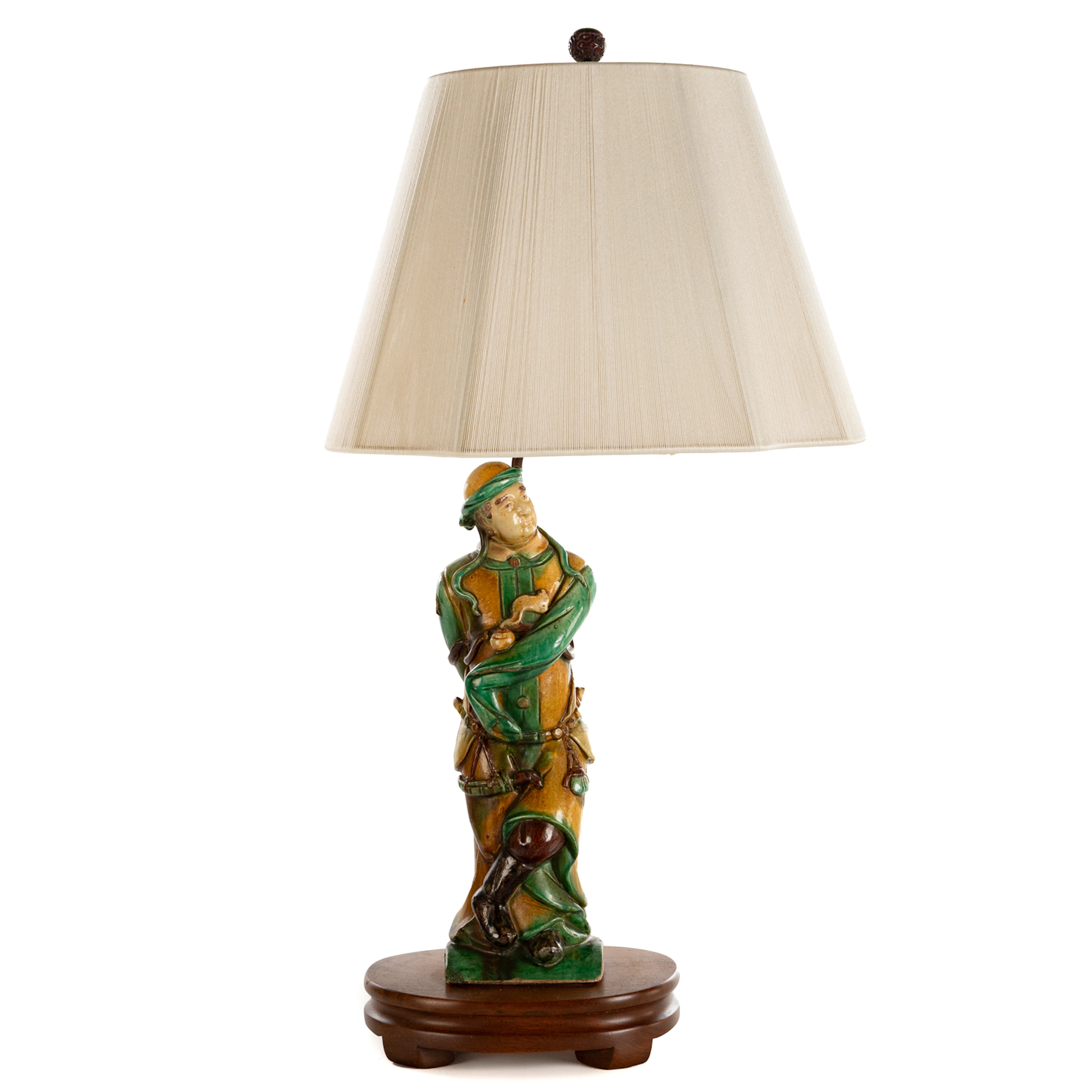 A Chinese Sancai Style Ceramic Table Lamp