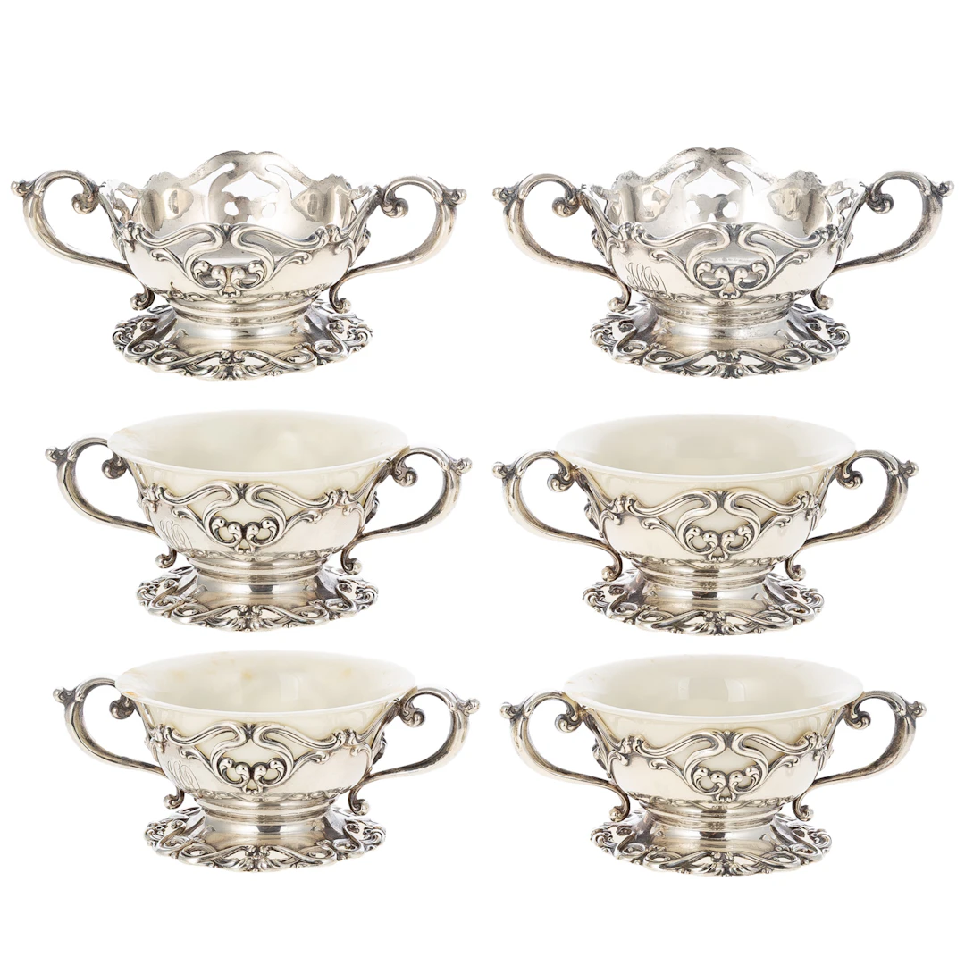 Six Frank M Whiting Sterling Bouillon Bowls