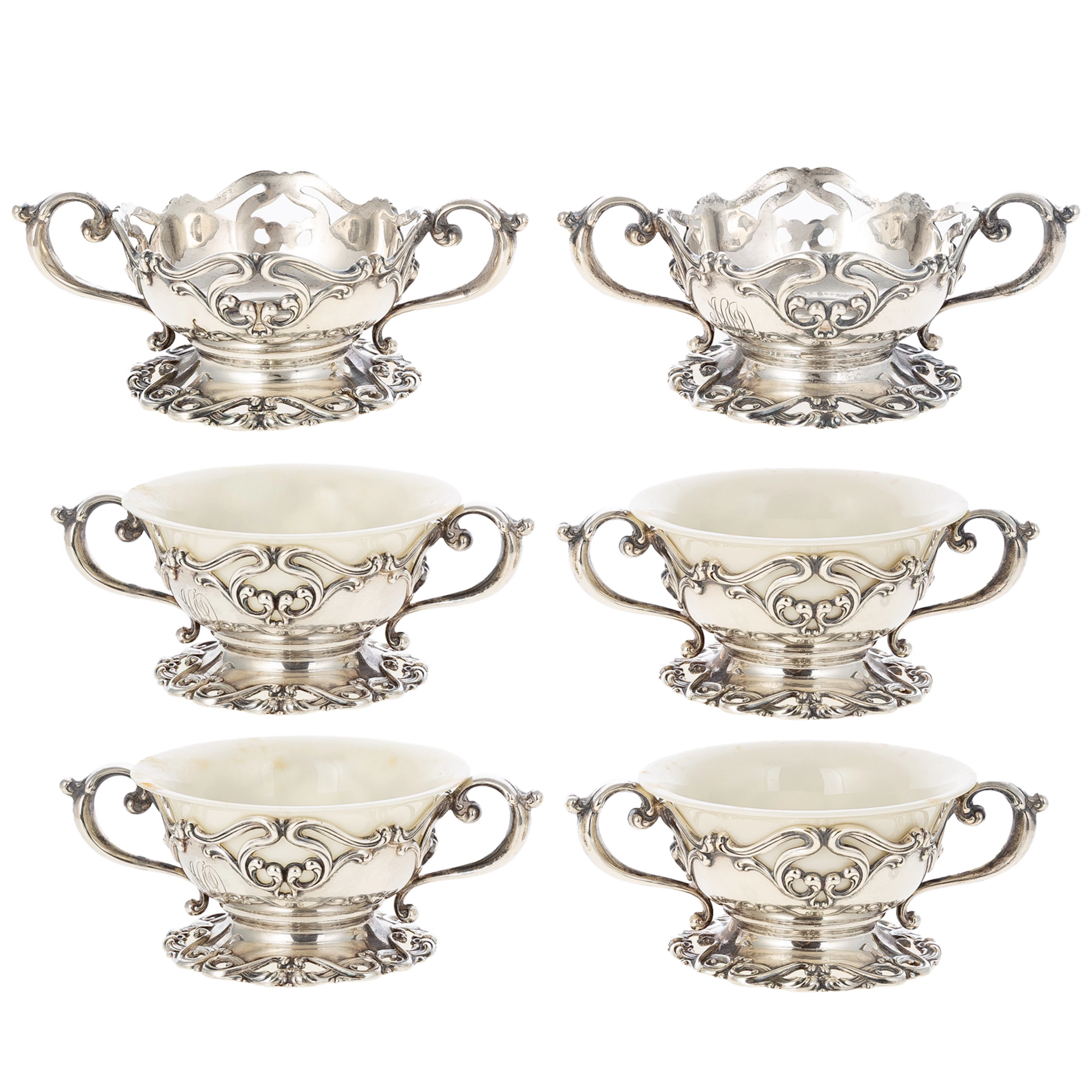 Six Frank M Whiting Sterling Bouillon Bowls