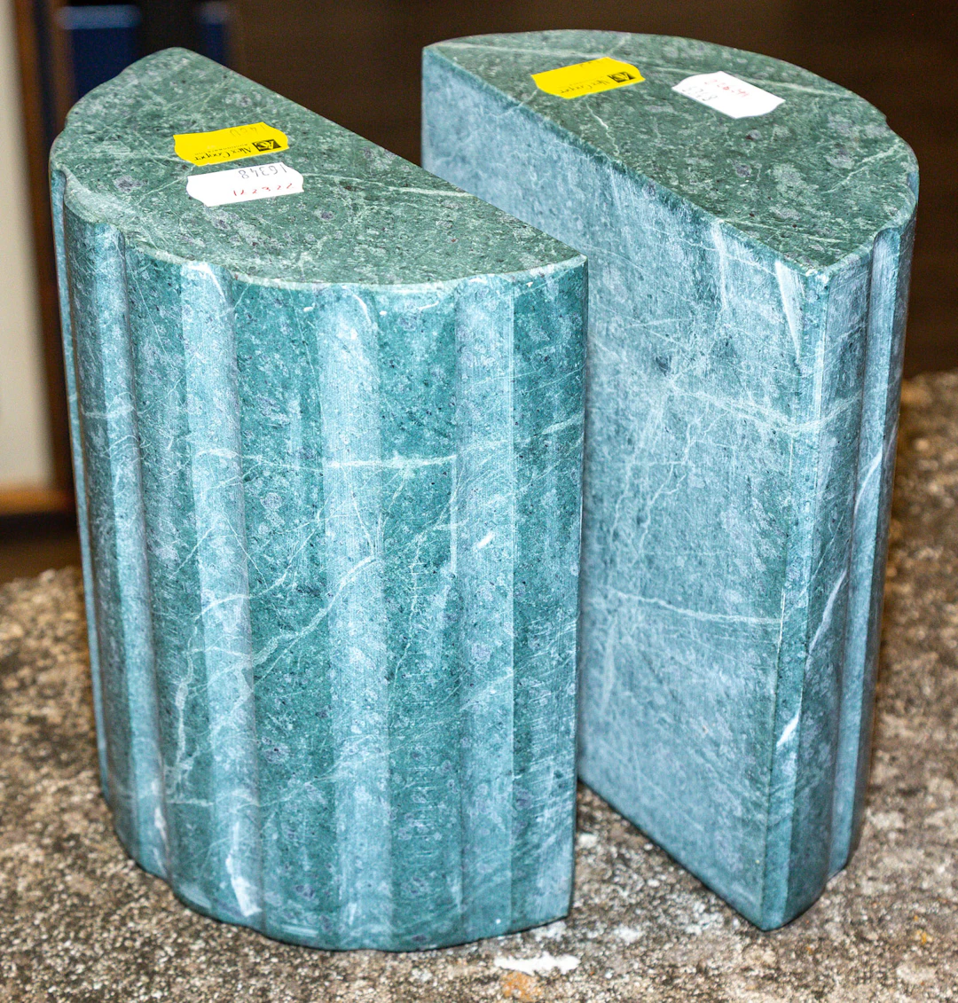 A Pair of Green Marble Bookends