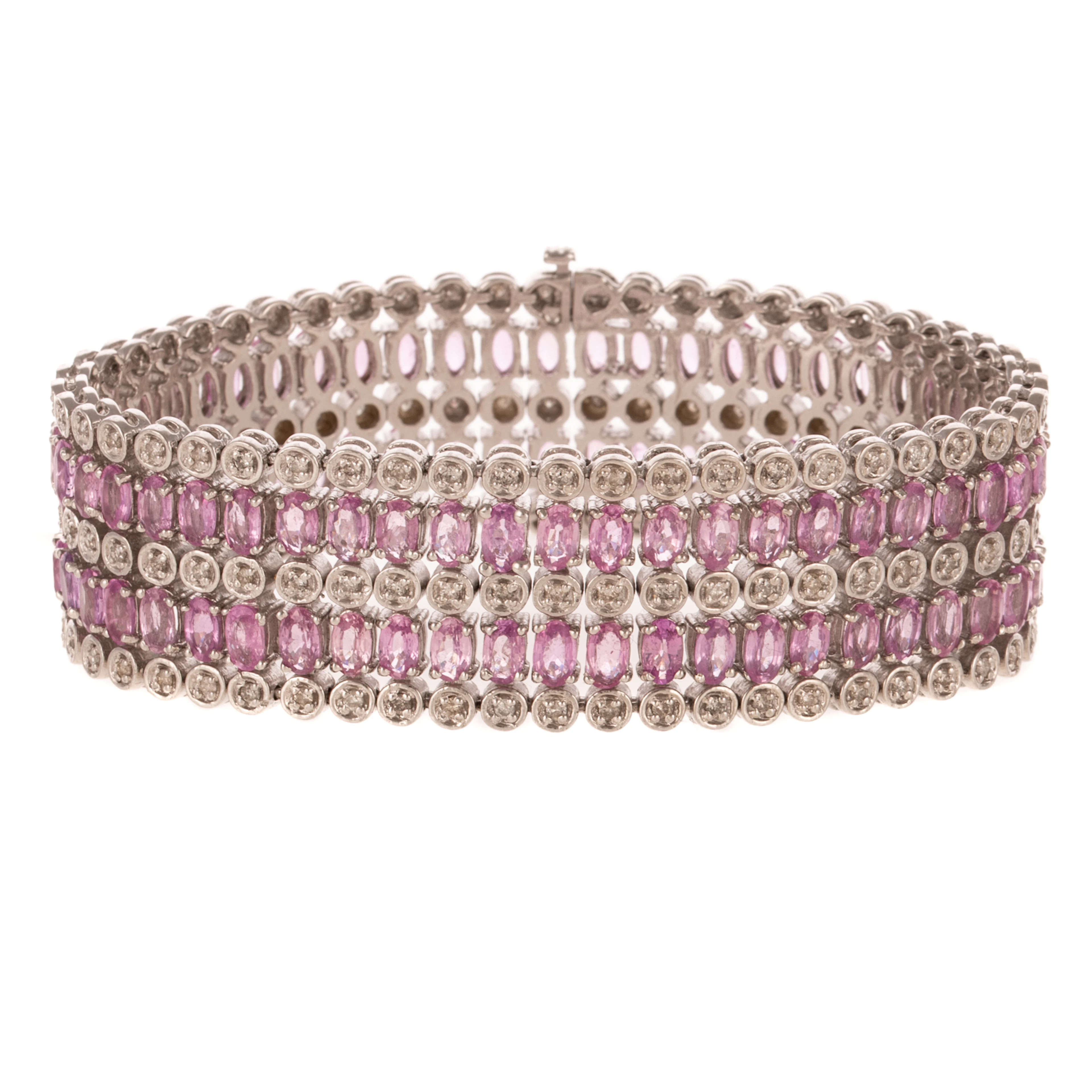A 25.00 ctw Pink Sapphire & Diamond Bracelet in 14K
