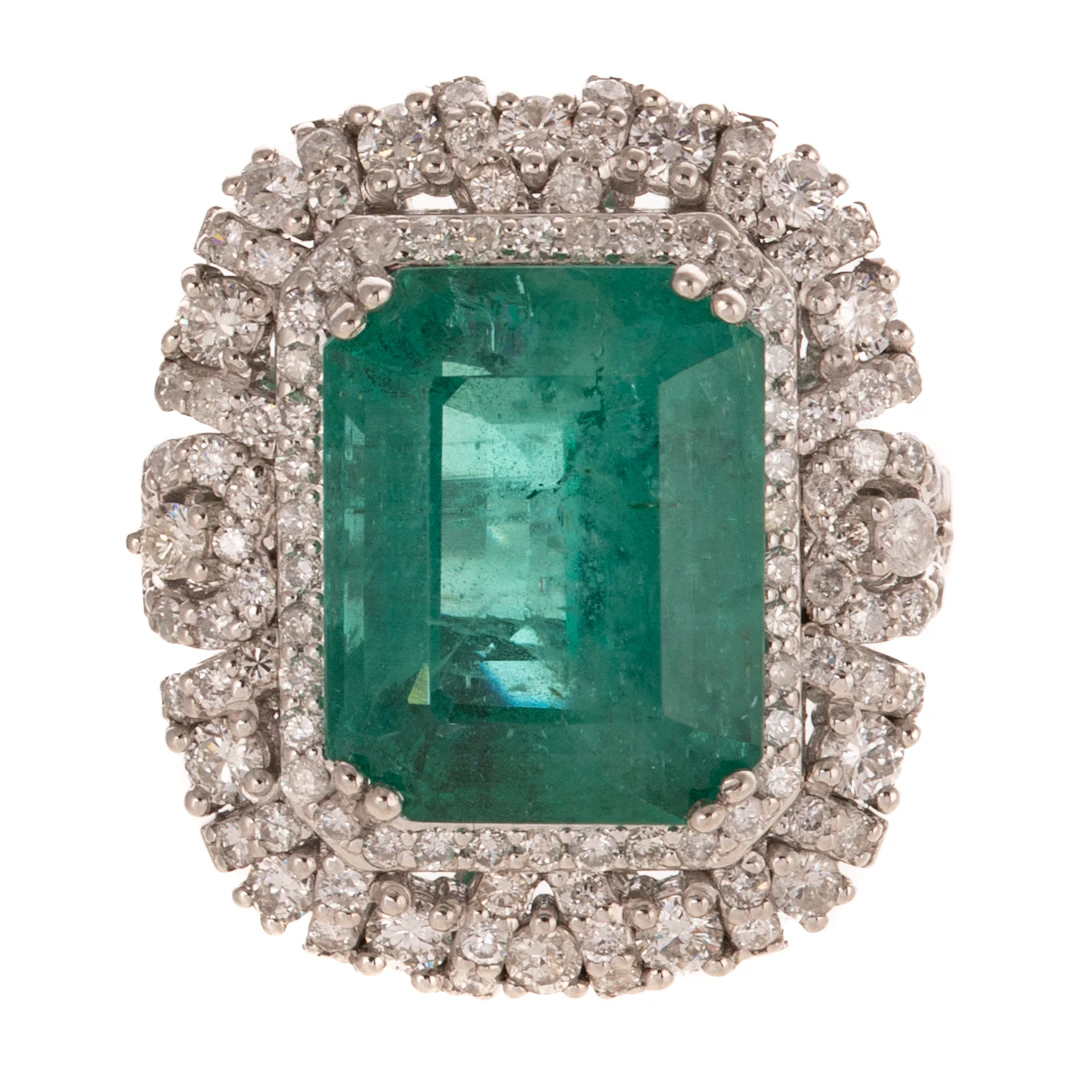 A GIA 9.22 ct Emerald & Diamond Ring in Platinum