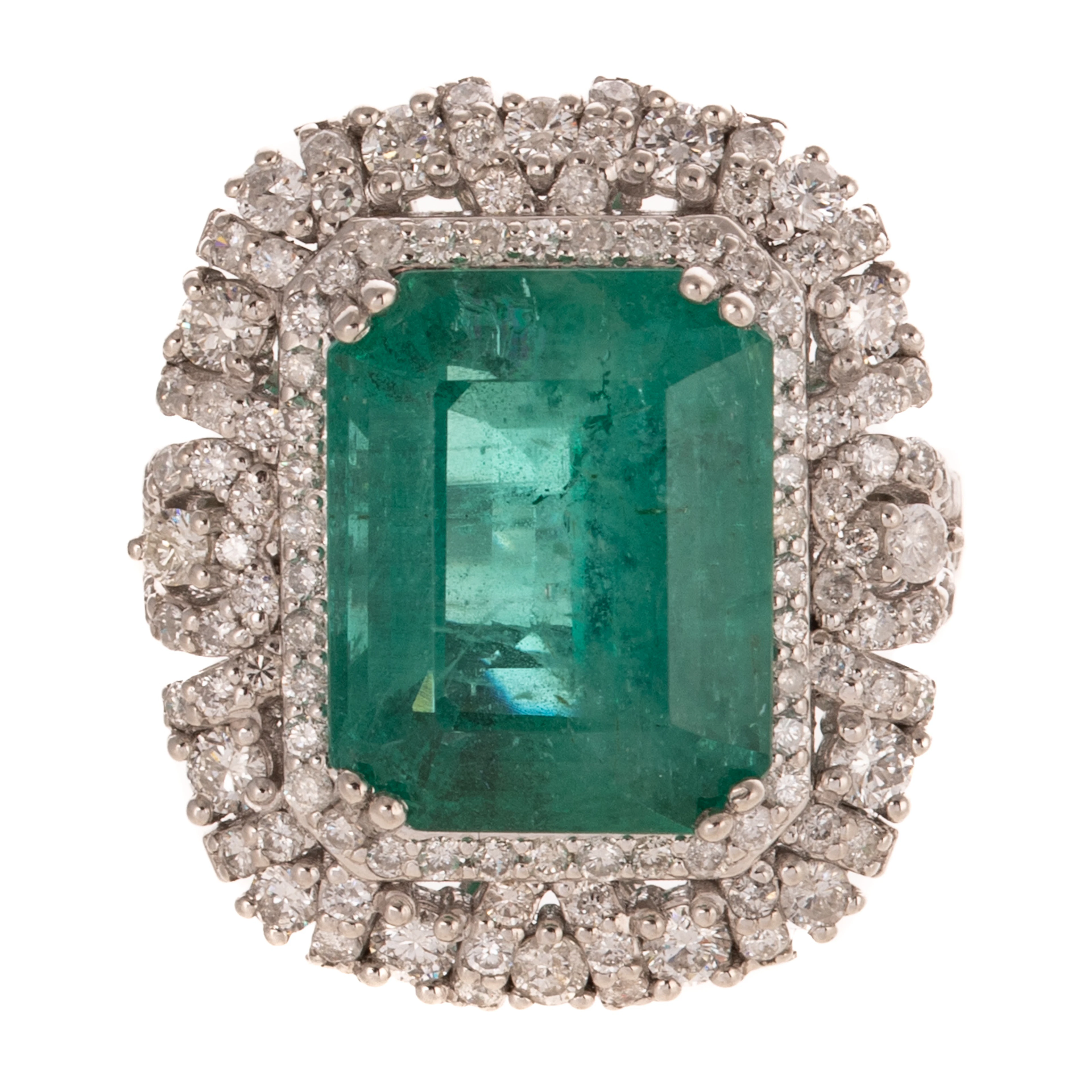 A GIA 9.22 ct Emerald & Diamond Ring in Platinum