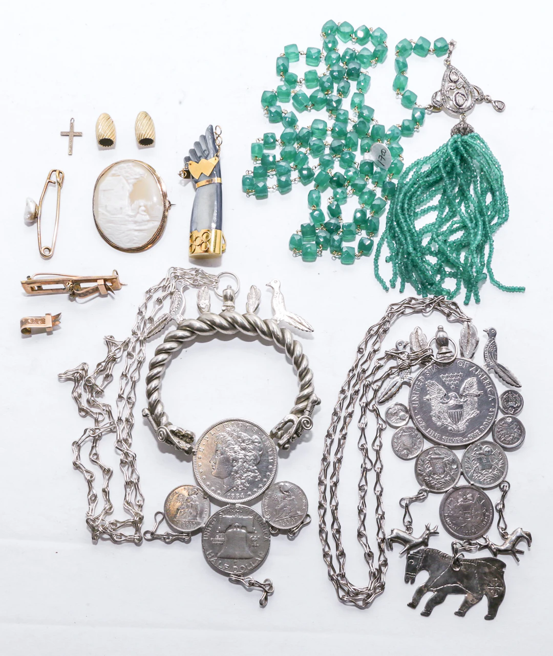 Gold Jewelry & Two Guatemalan Style Chachals