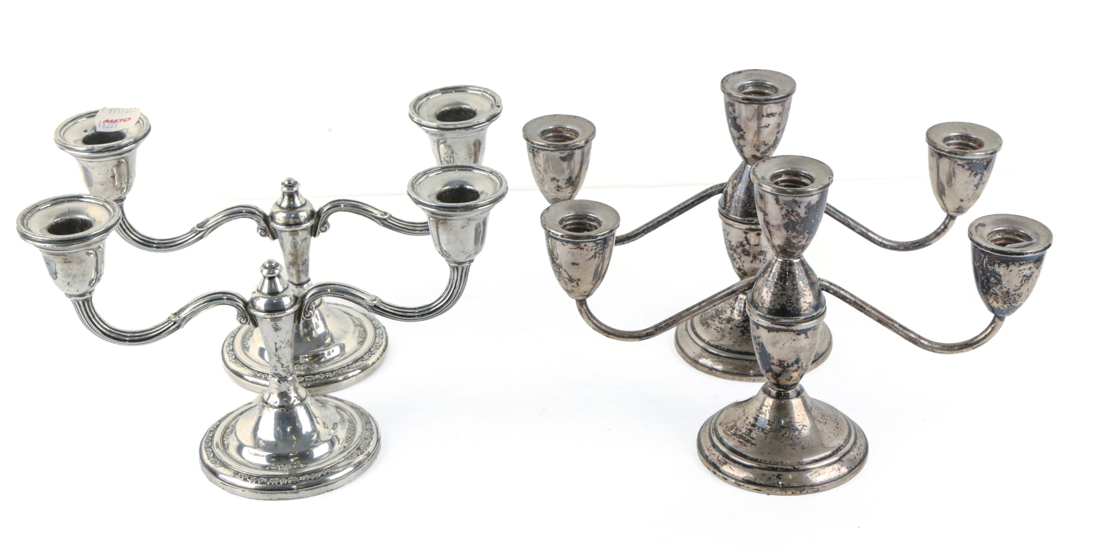 Two Pairs of Weighted Sterling Candelabra