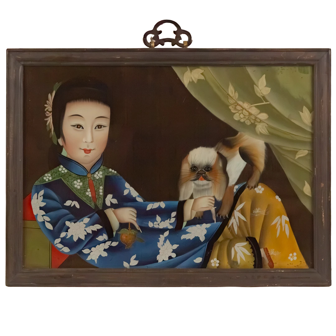 19th Century. Chinese Reverse Painting on Glass