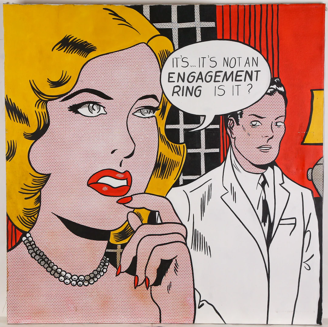 After Roy Lichtenstein. "Engagement Ring," oil