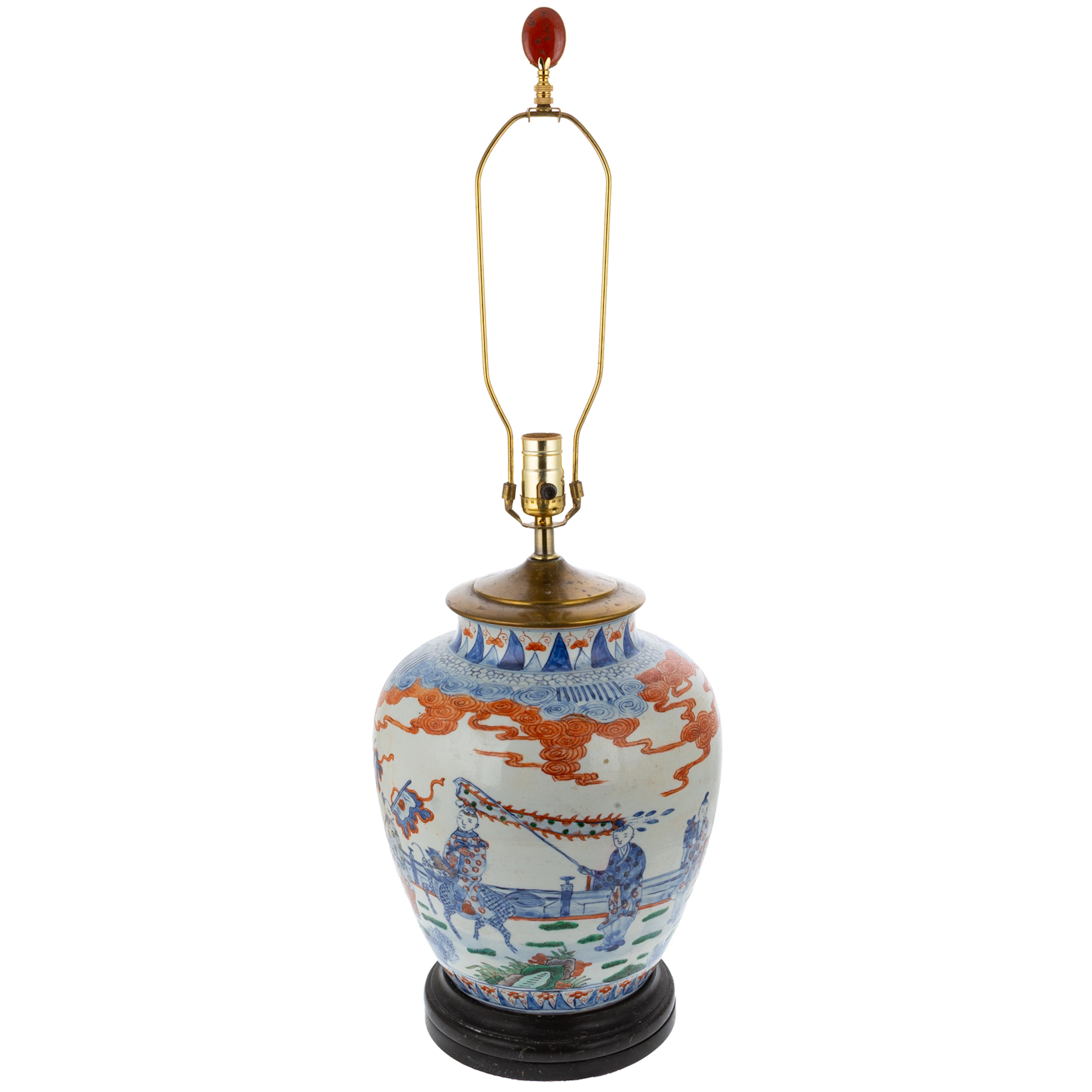 A Chinese Wucai Style Porcelain Table Lamp