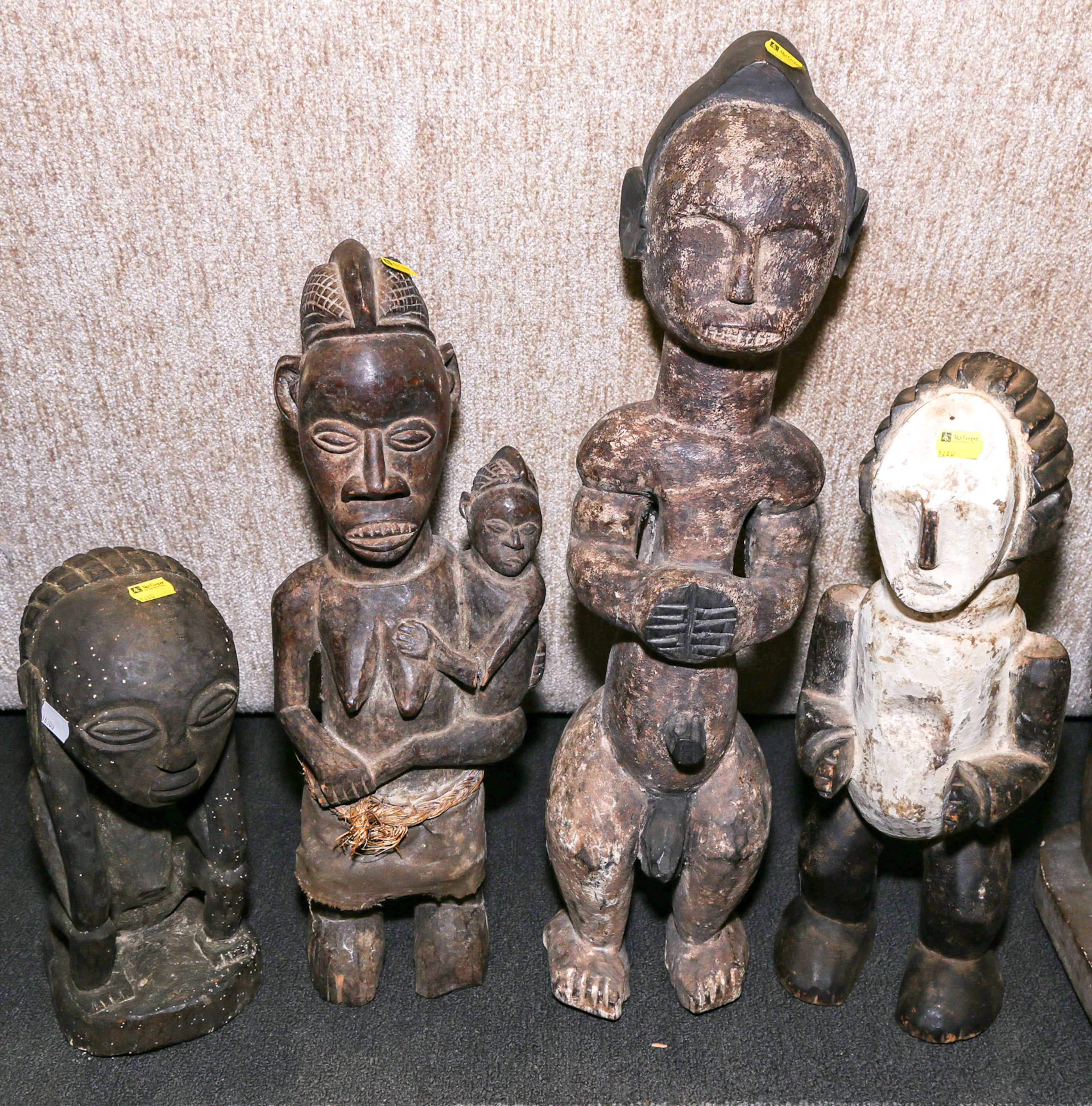 An Mbete Reliquary & Three Other African Figures