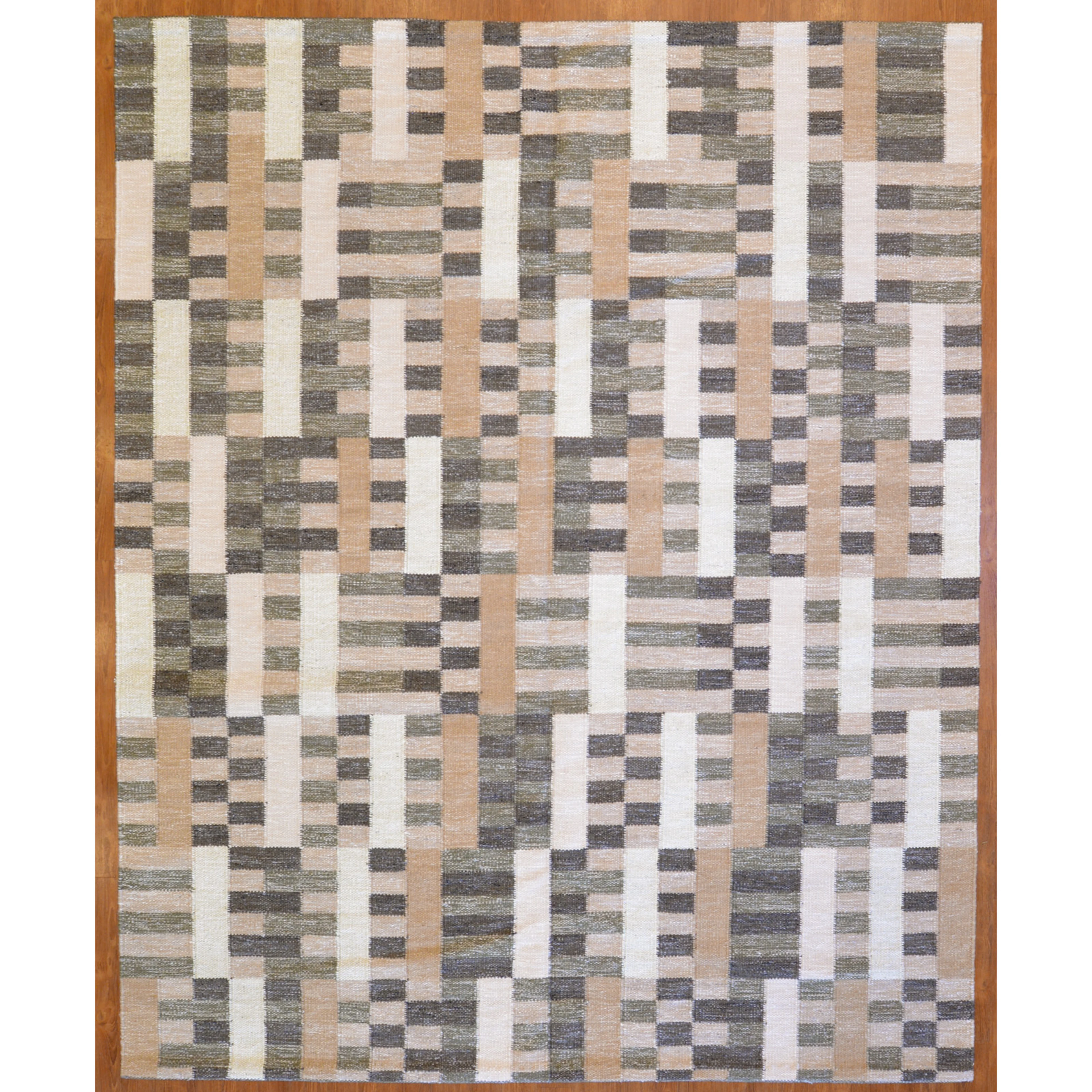 Geometric Design Rug, India, 8.2 x 10.1