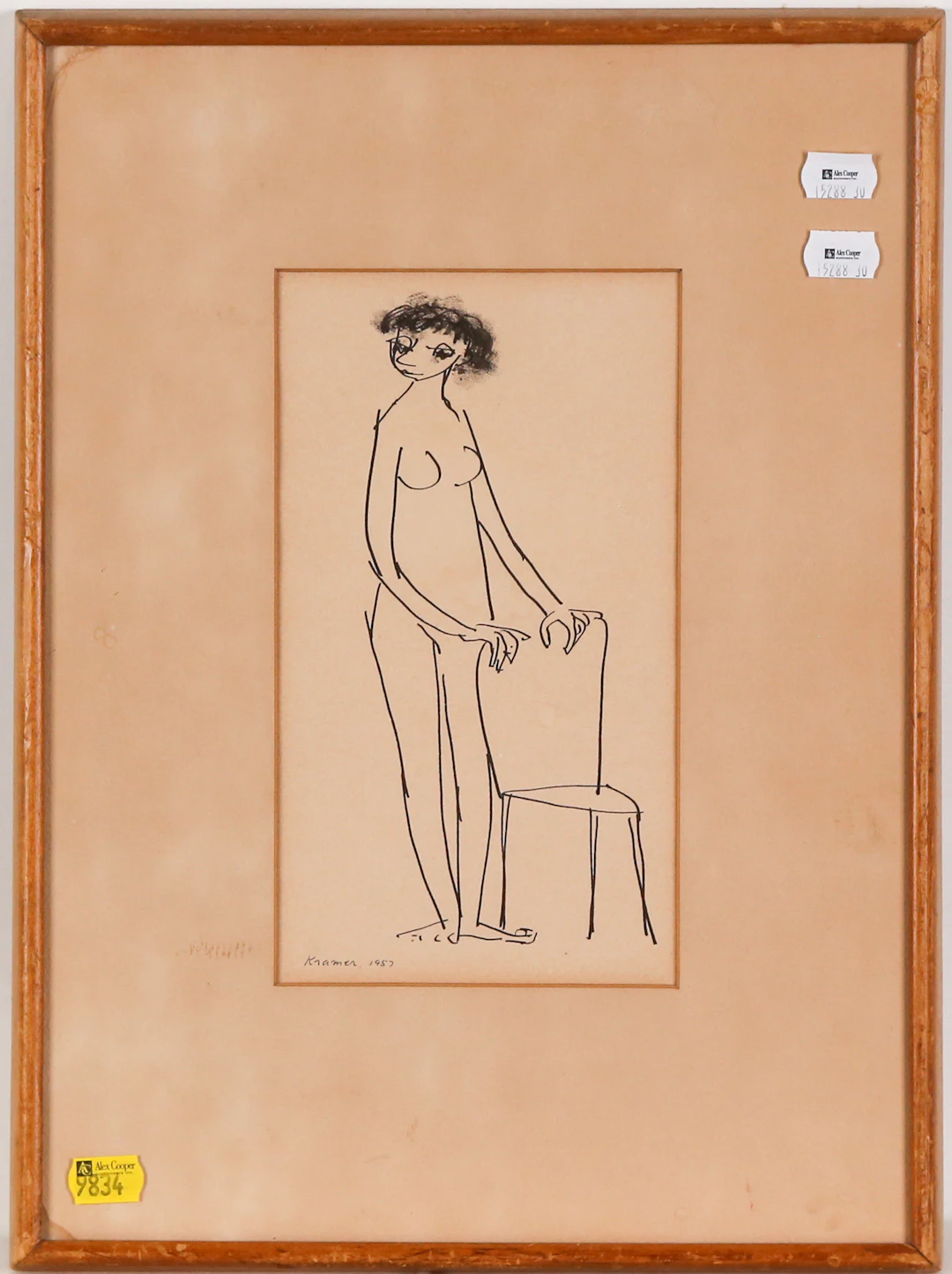 Reuben Kramer. "Girl & Chair," pen & ink