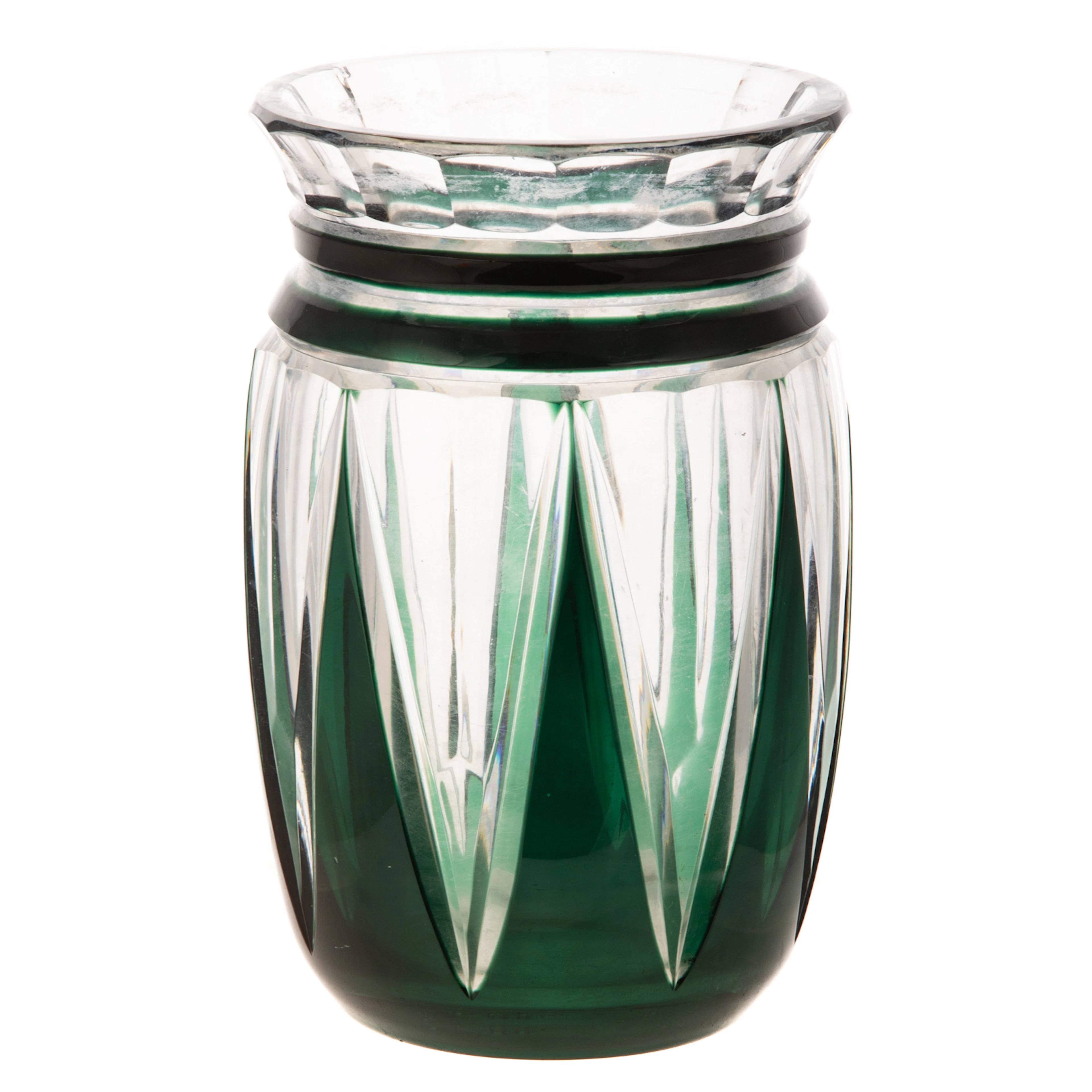 Val Saint Lambert Style Art Deco Cut Crystal Vase