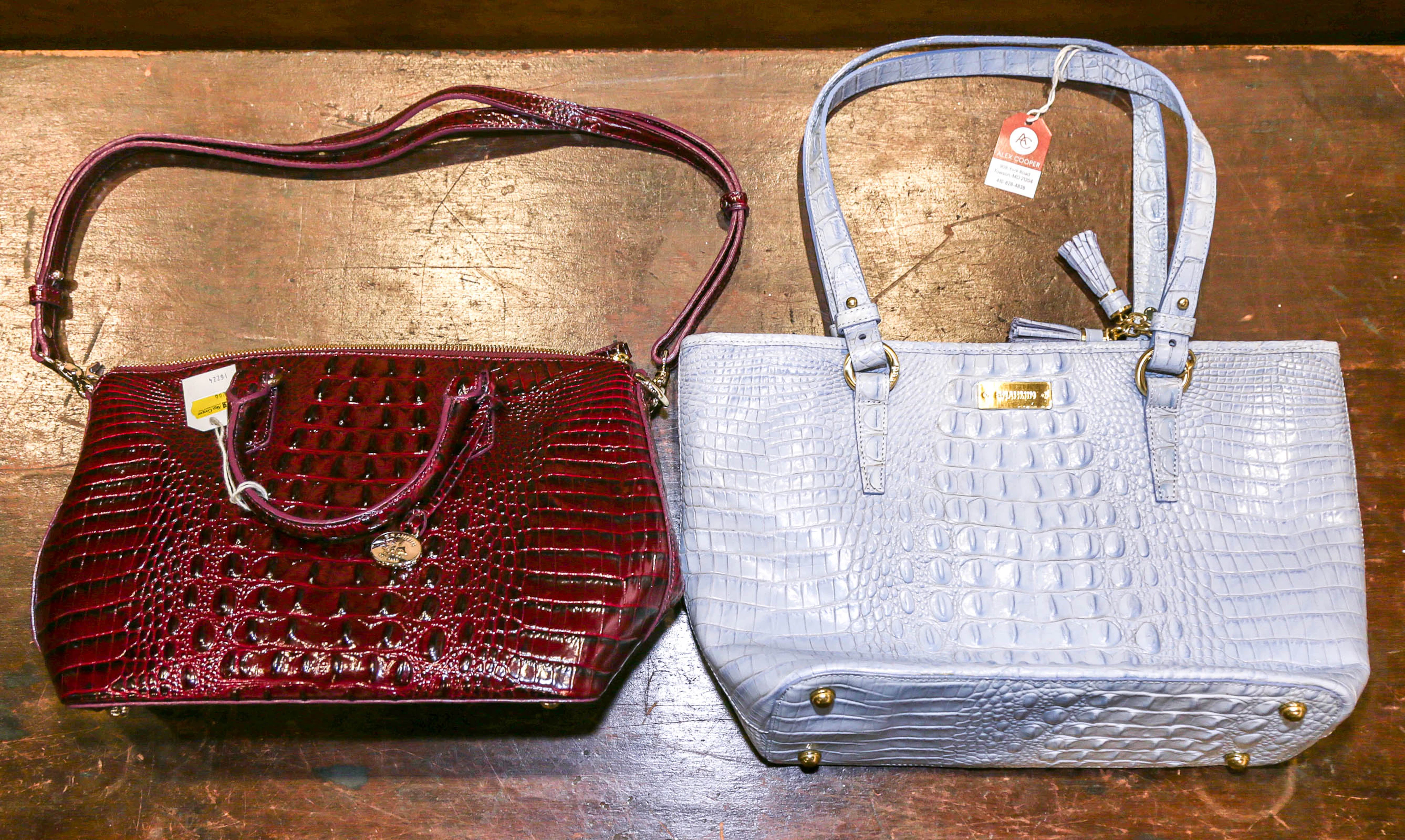 Two Embossed Leather Brahmin Handbags