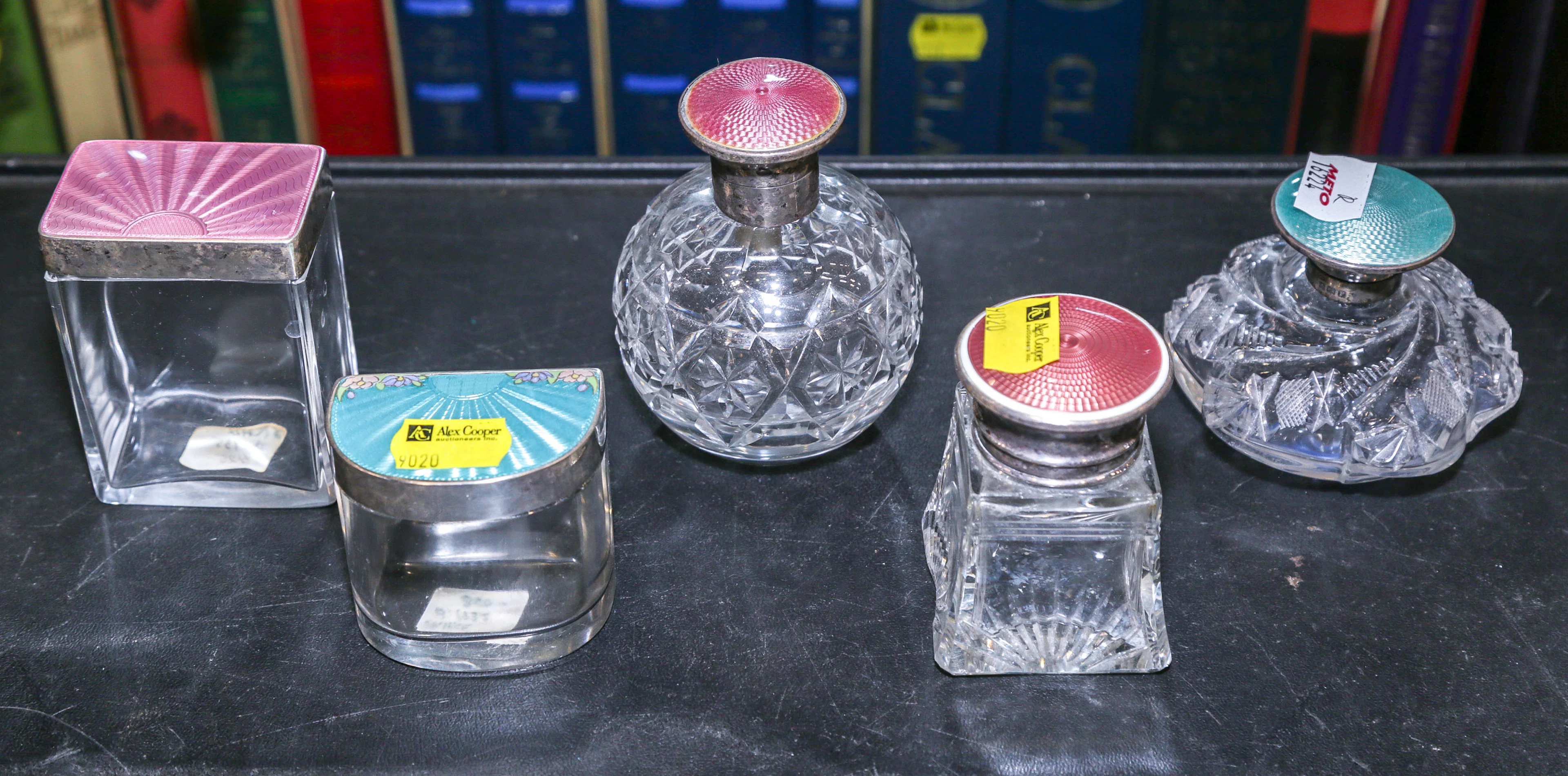Five Art Deco Silver-Mounted Vanity Accessories
