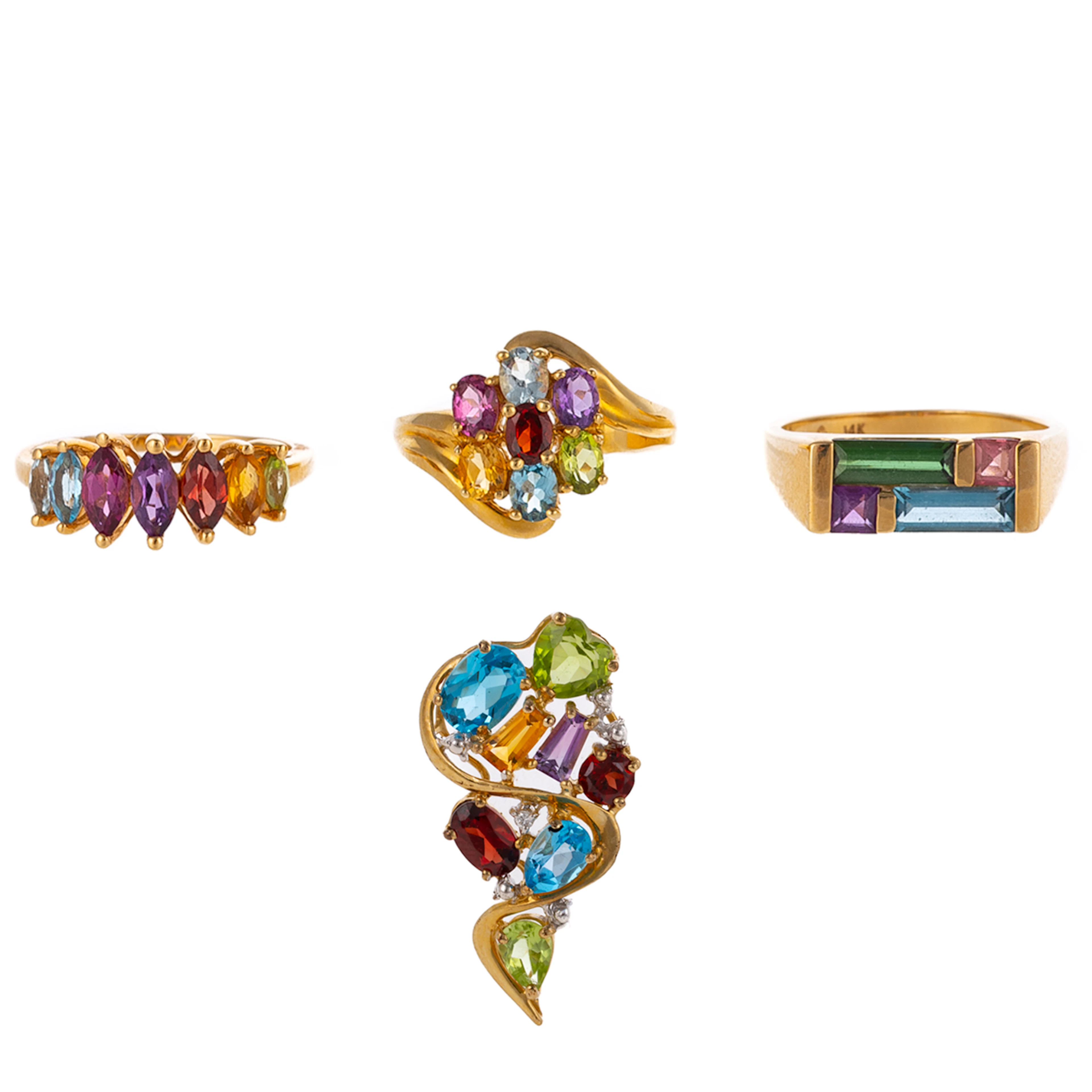 A Collection of Multi-Gemstone Jewelry in 14K