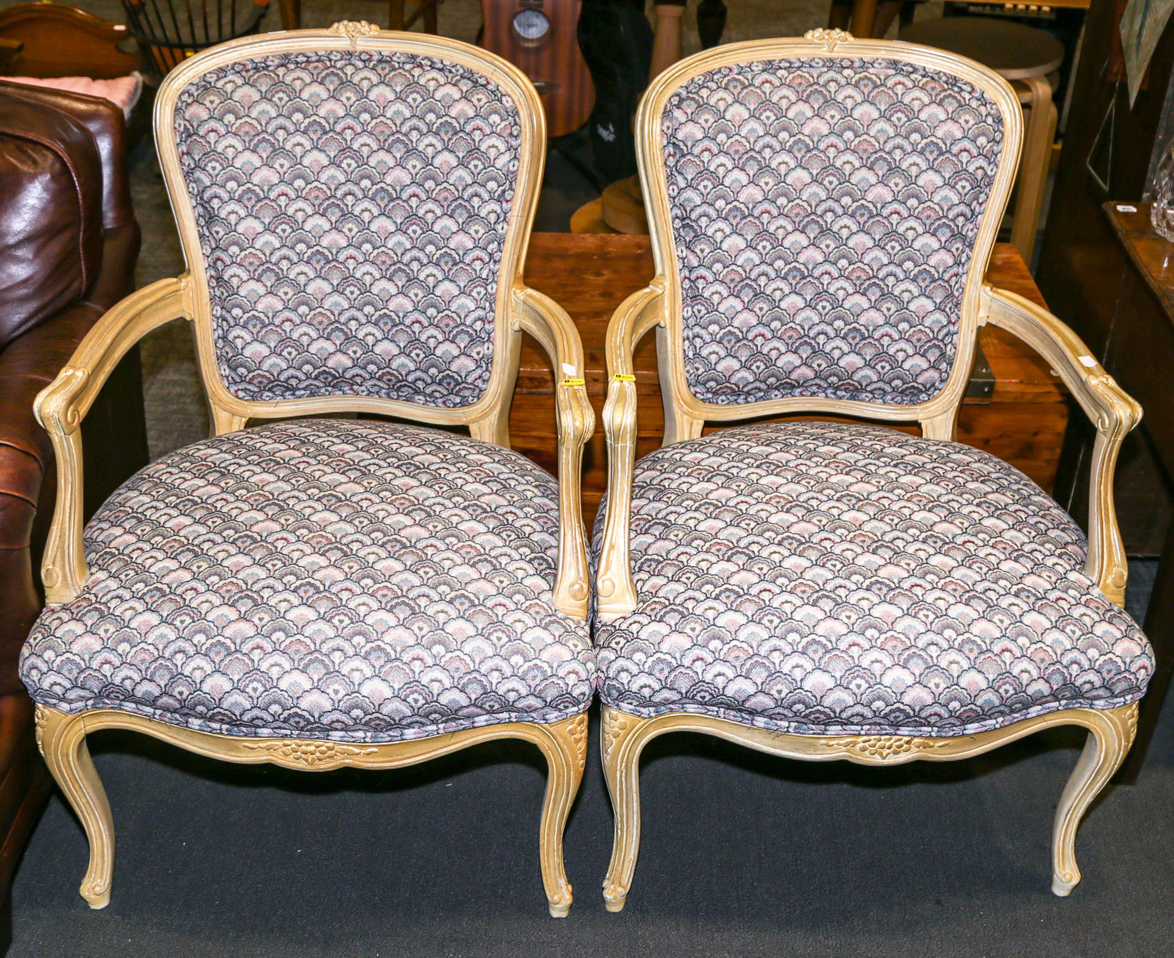 A Pair of Louis XV Style Fauteuil Armchairs