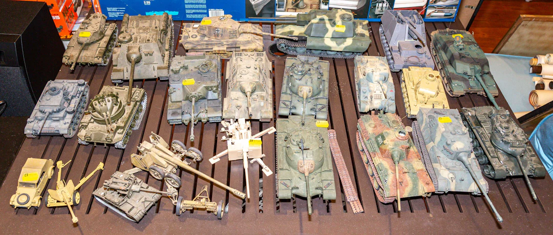 Large Group of Assembled Military Scale Models