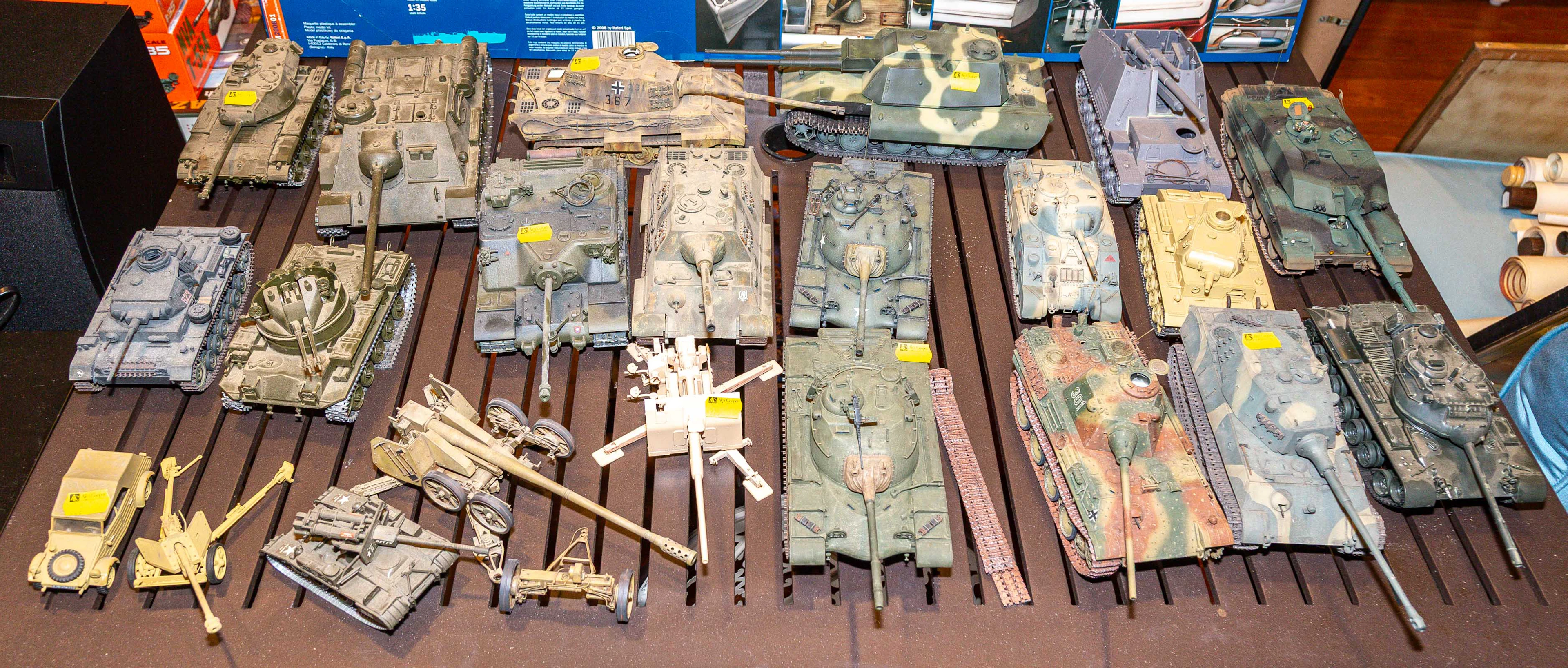 Large Group of Assembled Military Scale Models