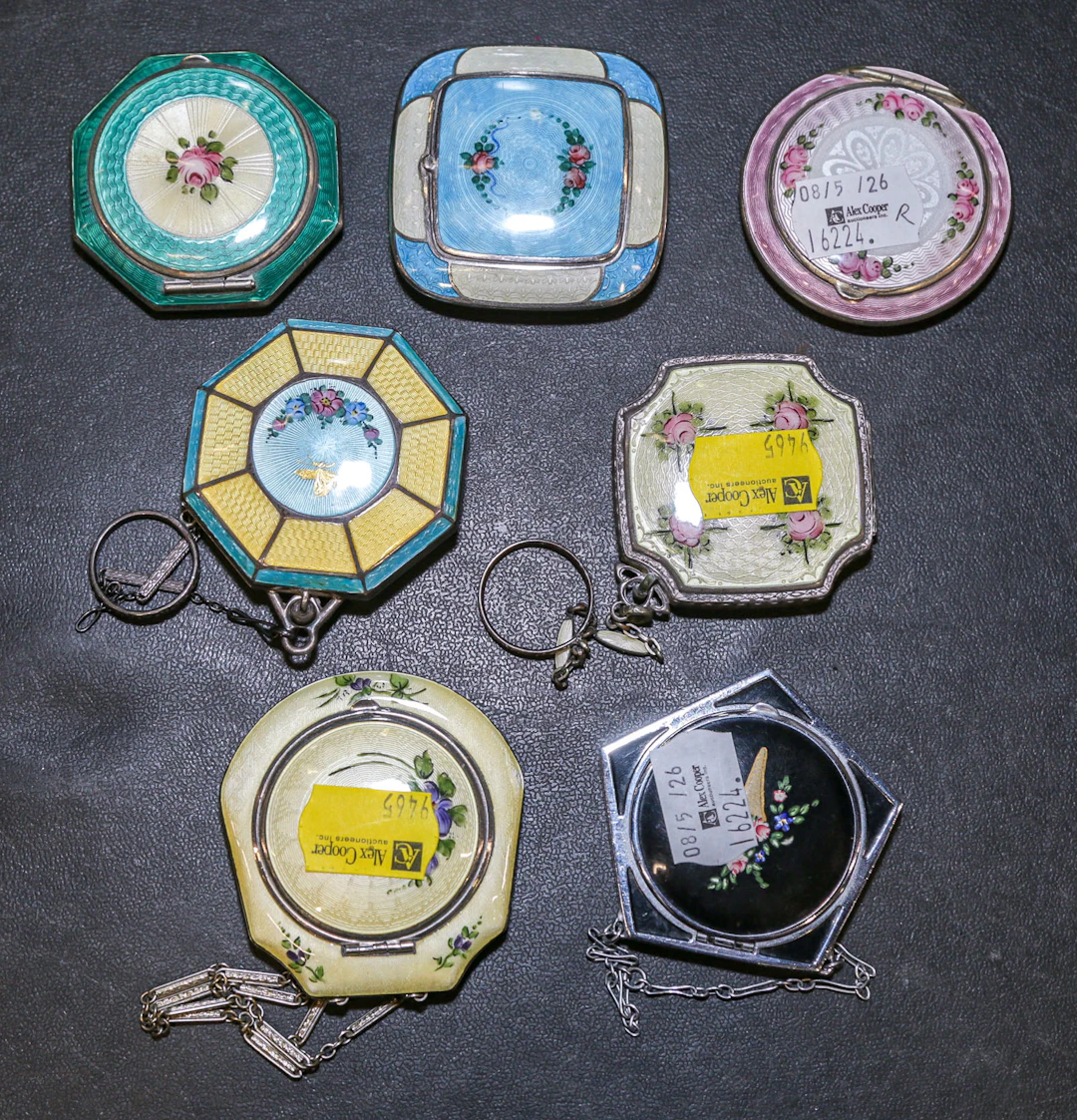 Seven Enameled Metal Lady's Compacts