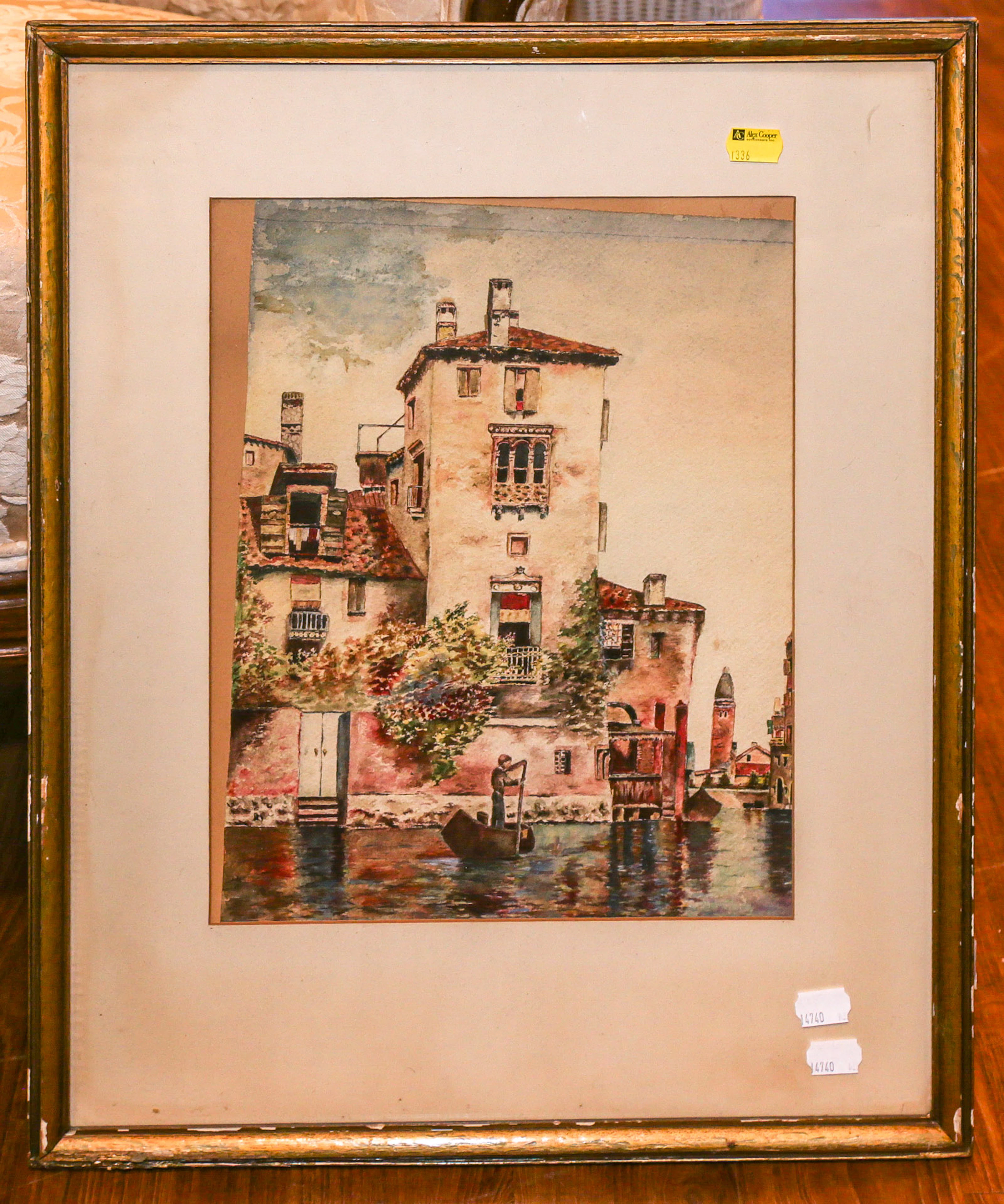 F. Lounsbury, Venetian Canal, Watercolor, Framed