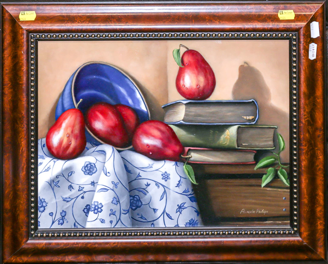 Pamela Phillips. Still Life with Red Pears, oil