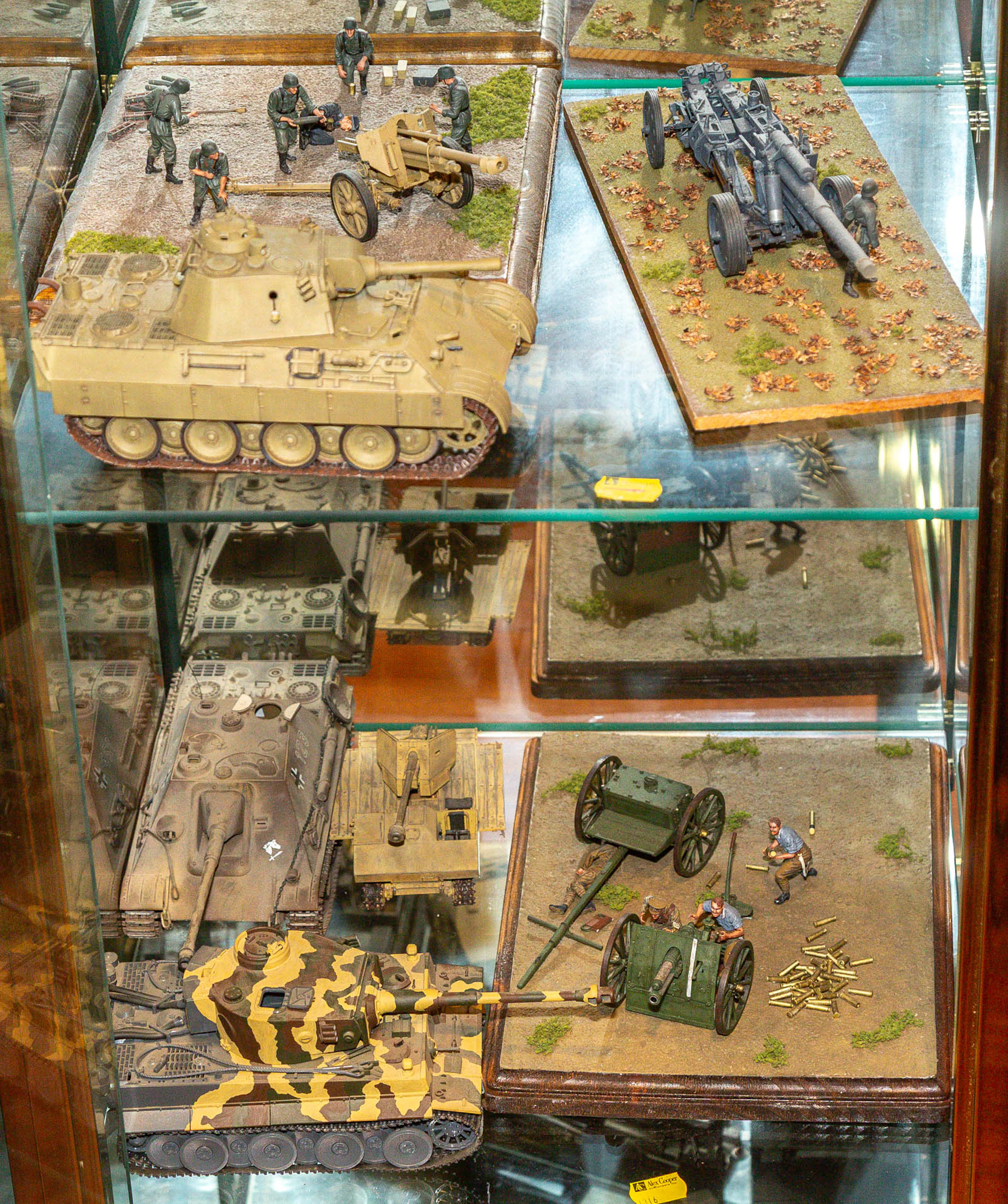 Two Shelves of Completed Military Models