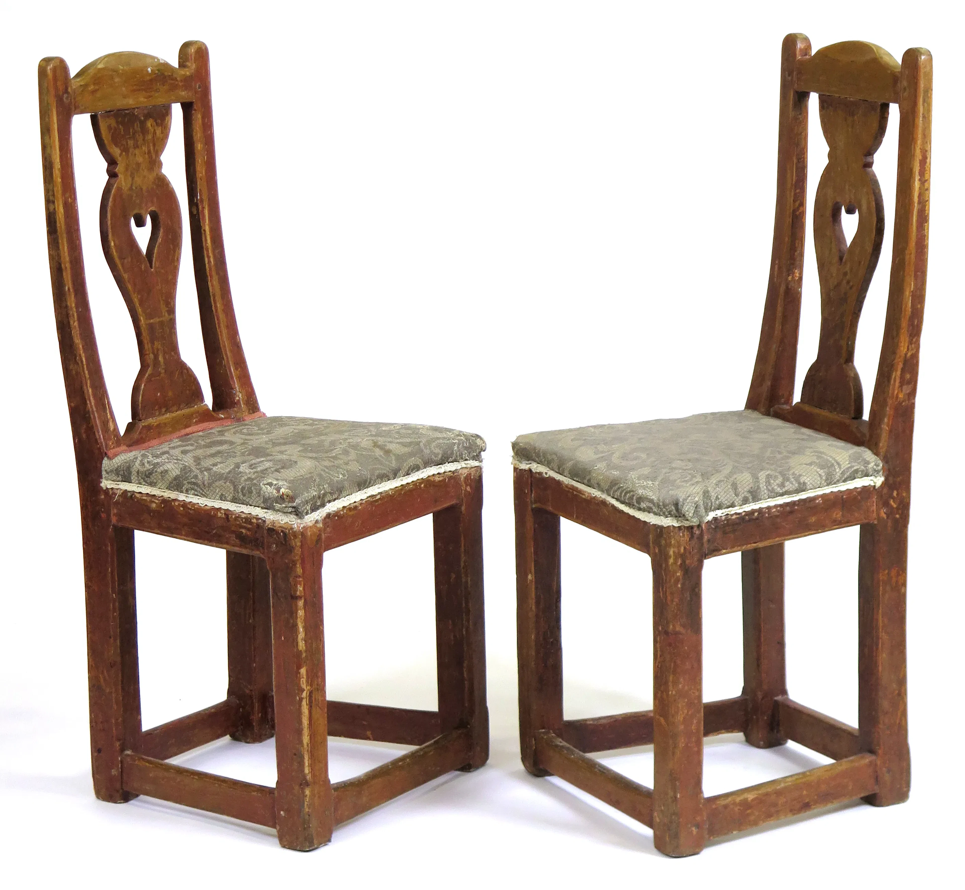 Stolar, 1 par, skuret och bemålat trä, allmogearbeten, 1800-tal, balusterforad