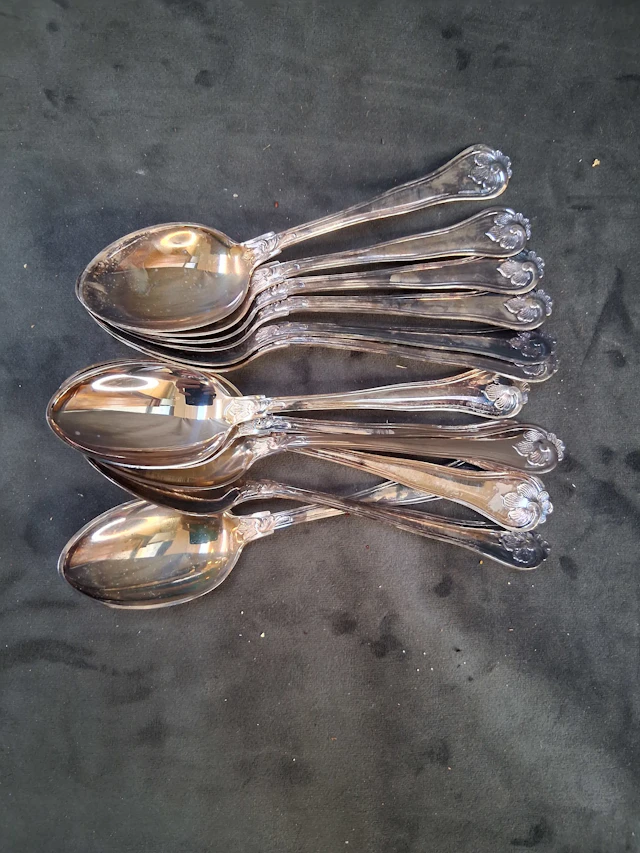 Dessertskedar, 12 st, silver
