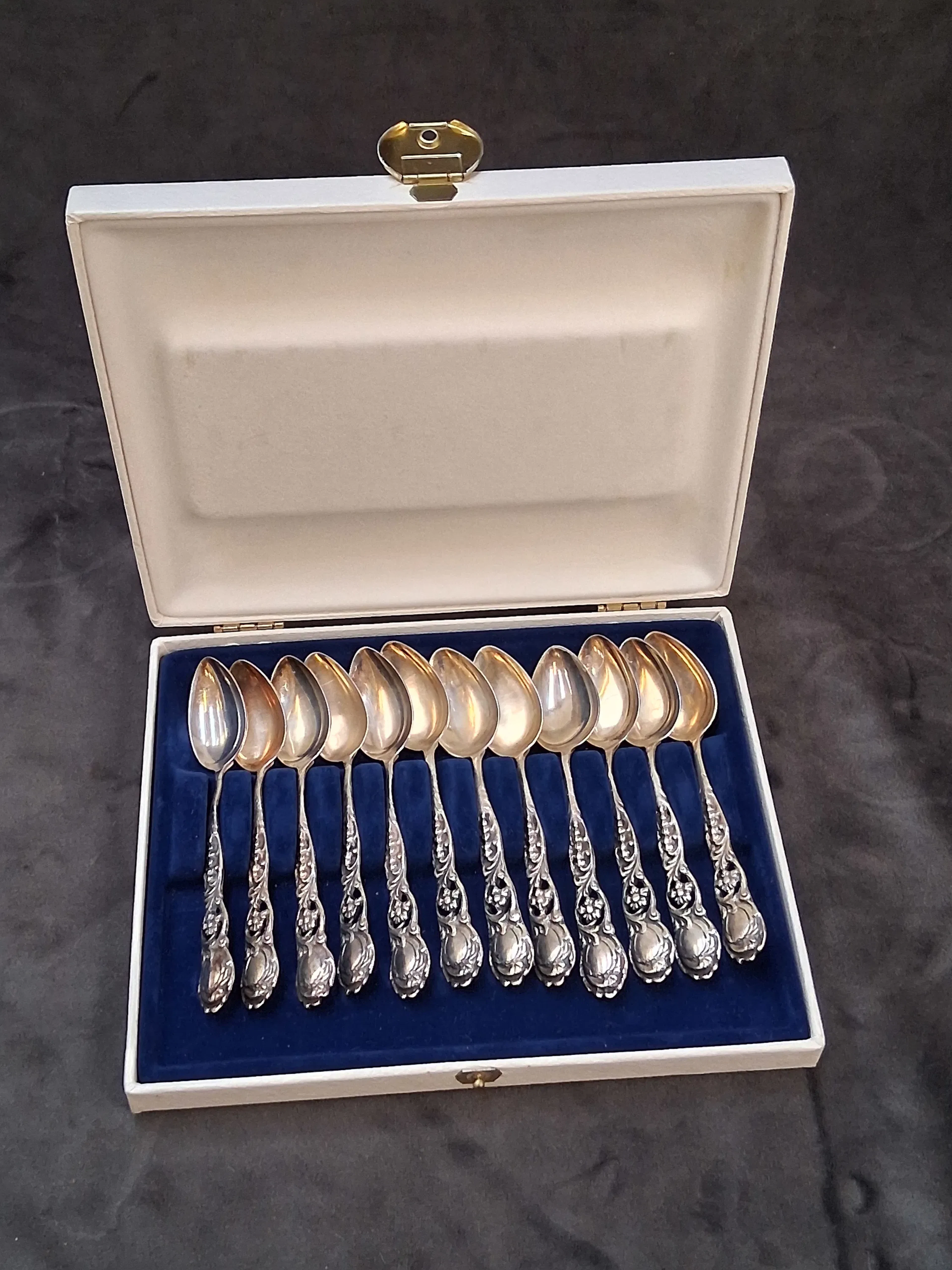 Kaffeskedar, silver, 12 st