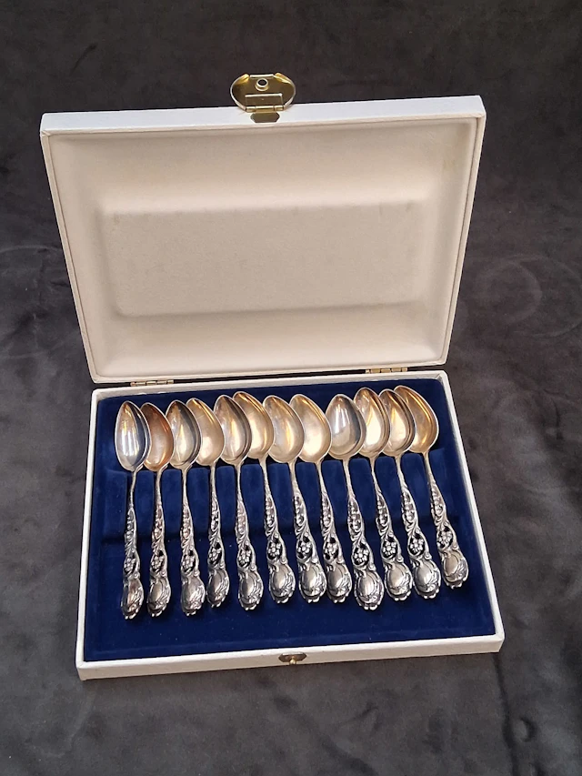 Kaffeskedar, silver, 12 st