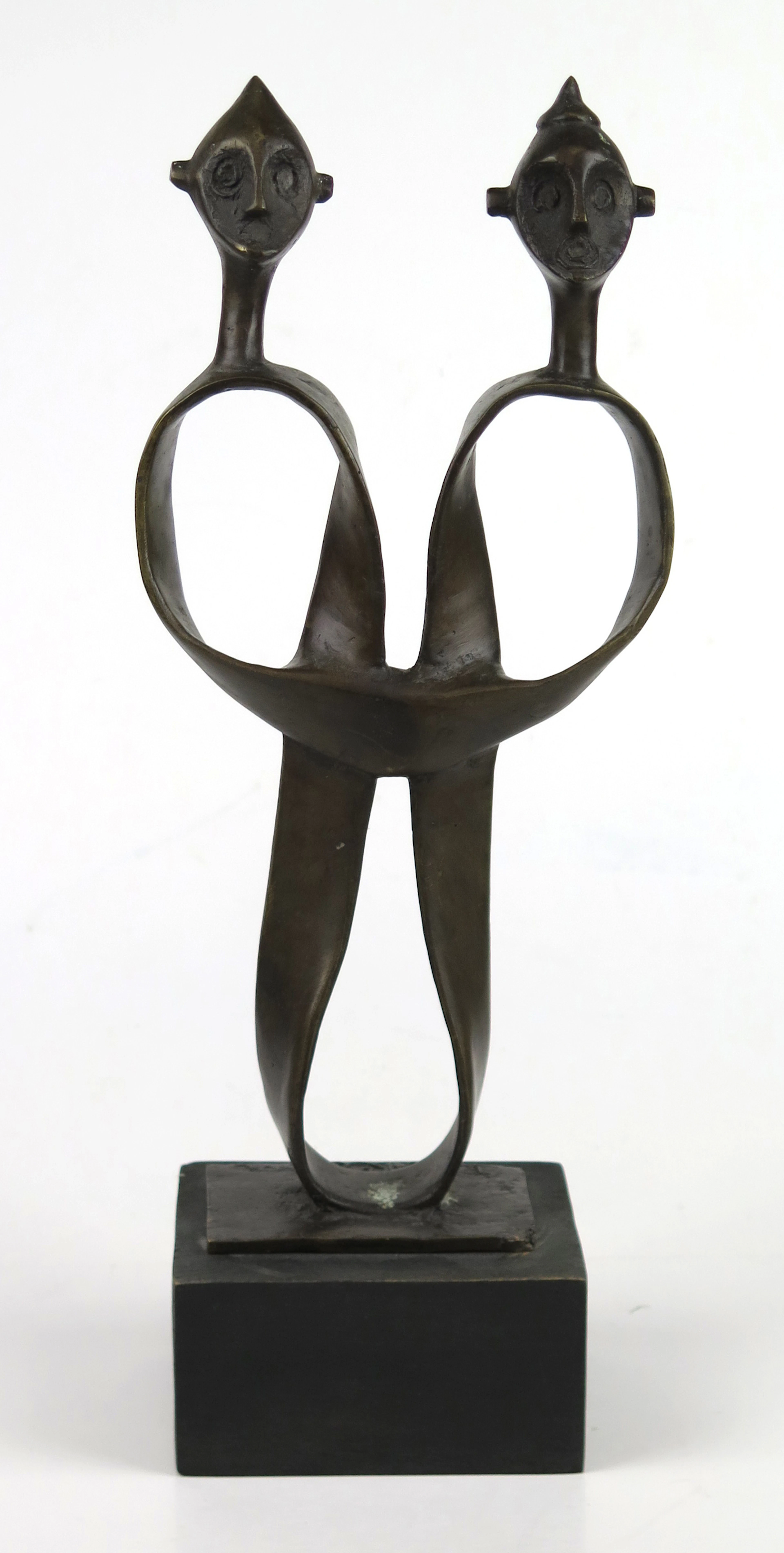 Okänd konstnär, skulptur, patinerad brons på träsockel, afrikanska