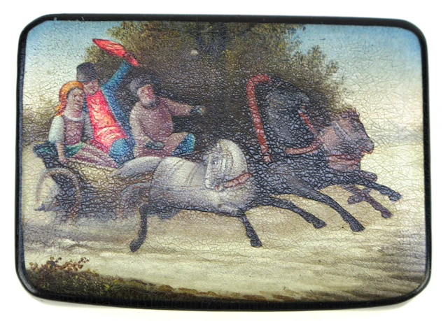 SNUSDOSA lackarbete, Vishnyakov & Söner, Ostashkovo, Ryssland