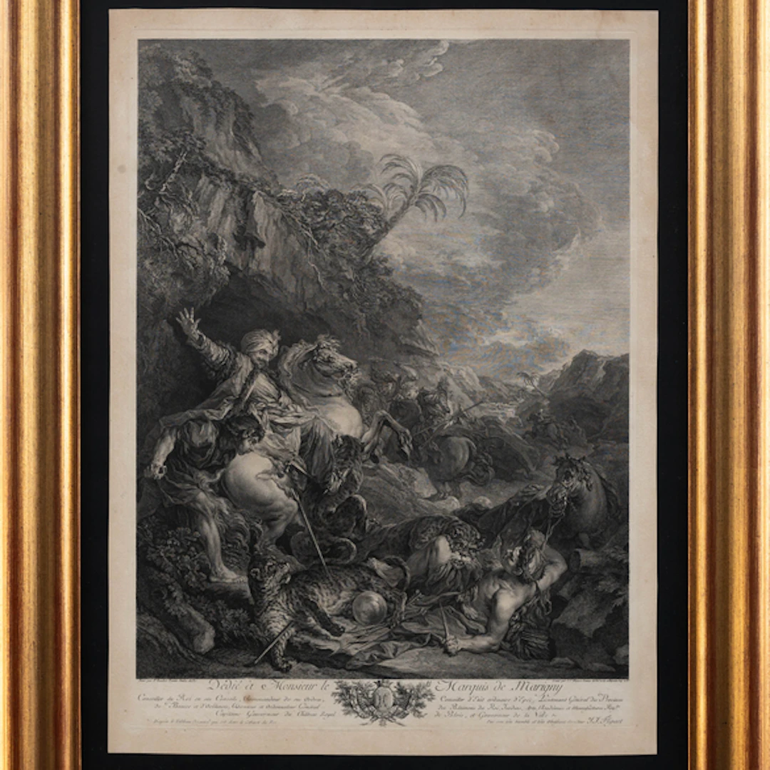 "La caza del tigre" Authorship: JEAN JACQUES FLIPART(París, 1709-1782)