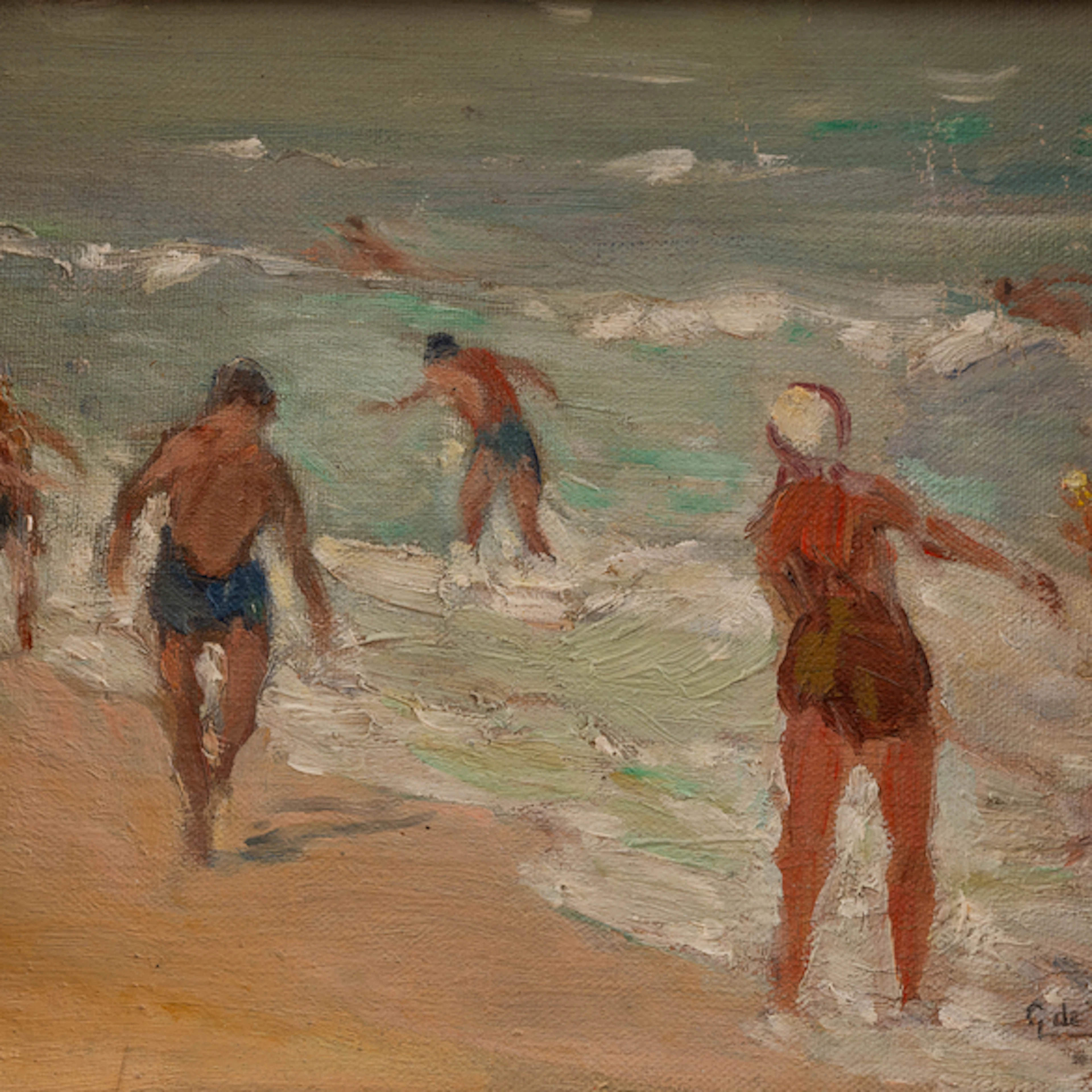 "Bañistas en el sardinero" Authorship: GERARDO DE ALVEAR(1887-1964)