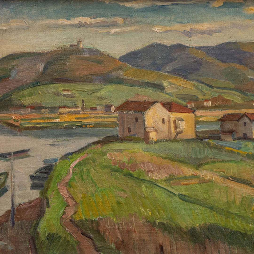 "Paisaje de Irún con San Marcial de fondo" Authorship: GASPAR MONTES