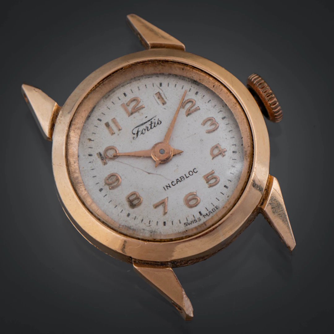 Fortis, caja de reloj vintage en oro amarillo de 18 kt.