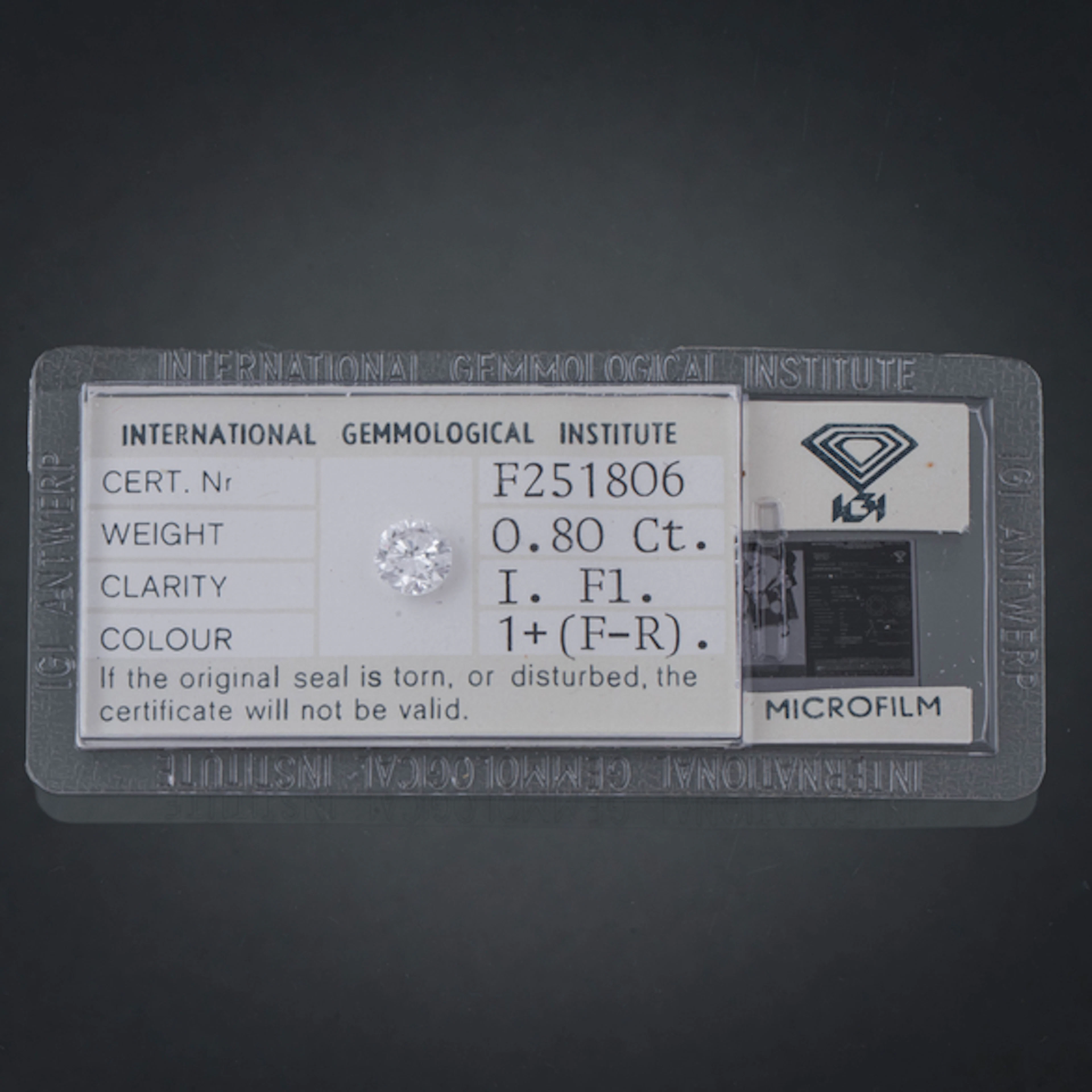 Diamante talla brillante de 0,80 qt.