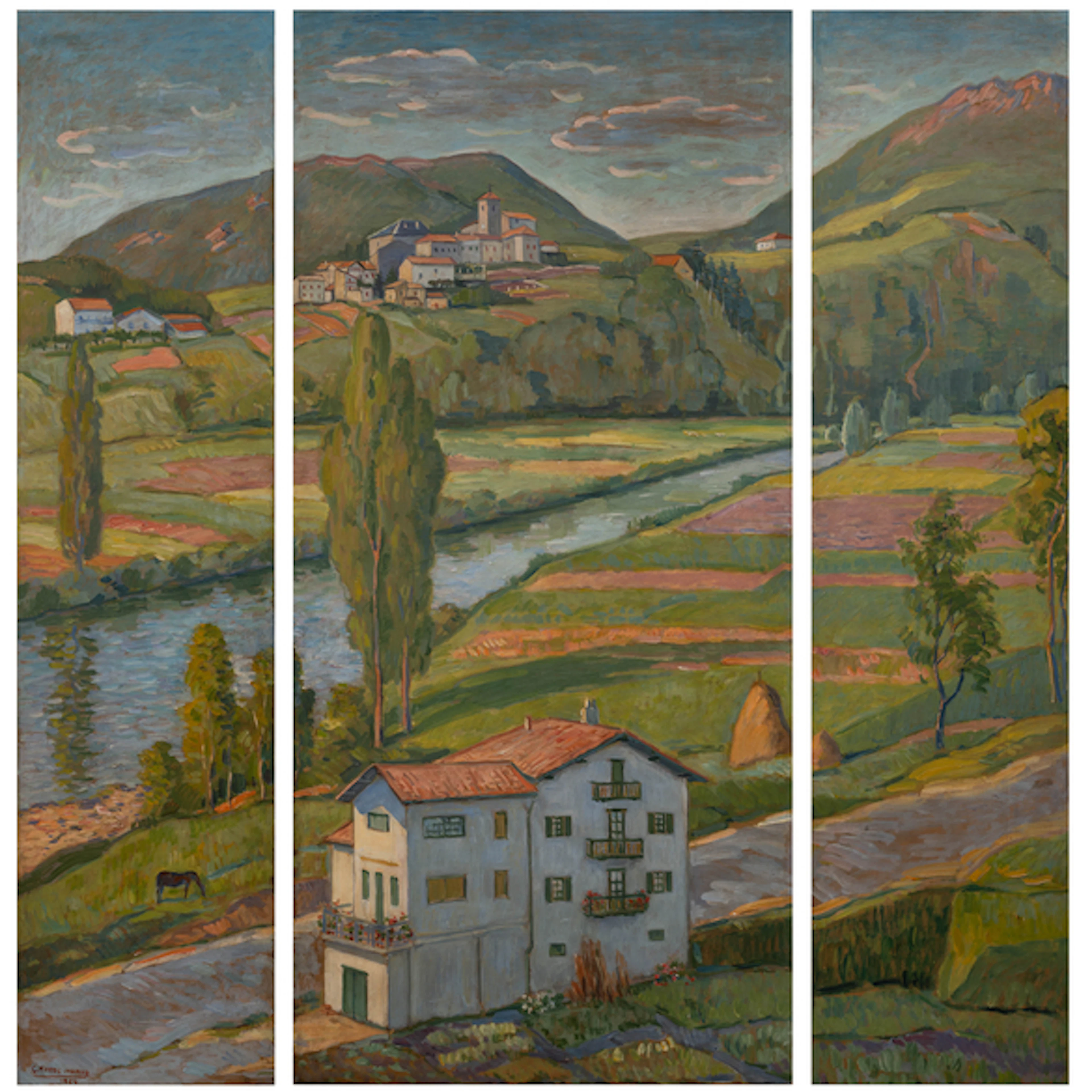 "Paisaje de Biriatou y el río Bidasoa" Authorship: GASPAR MONTES ITURRIOZ