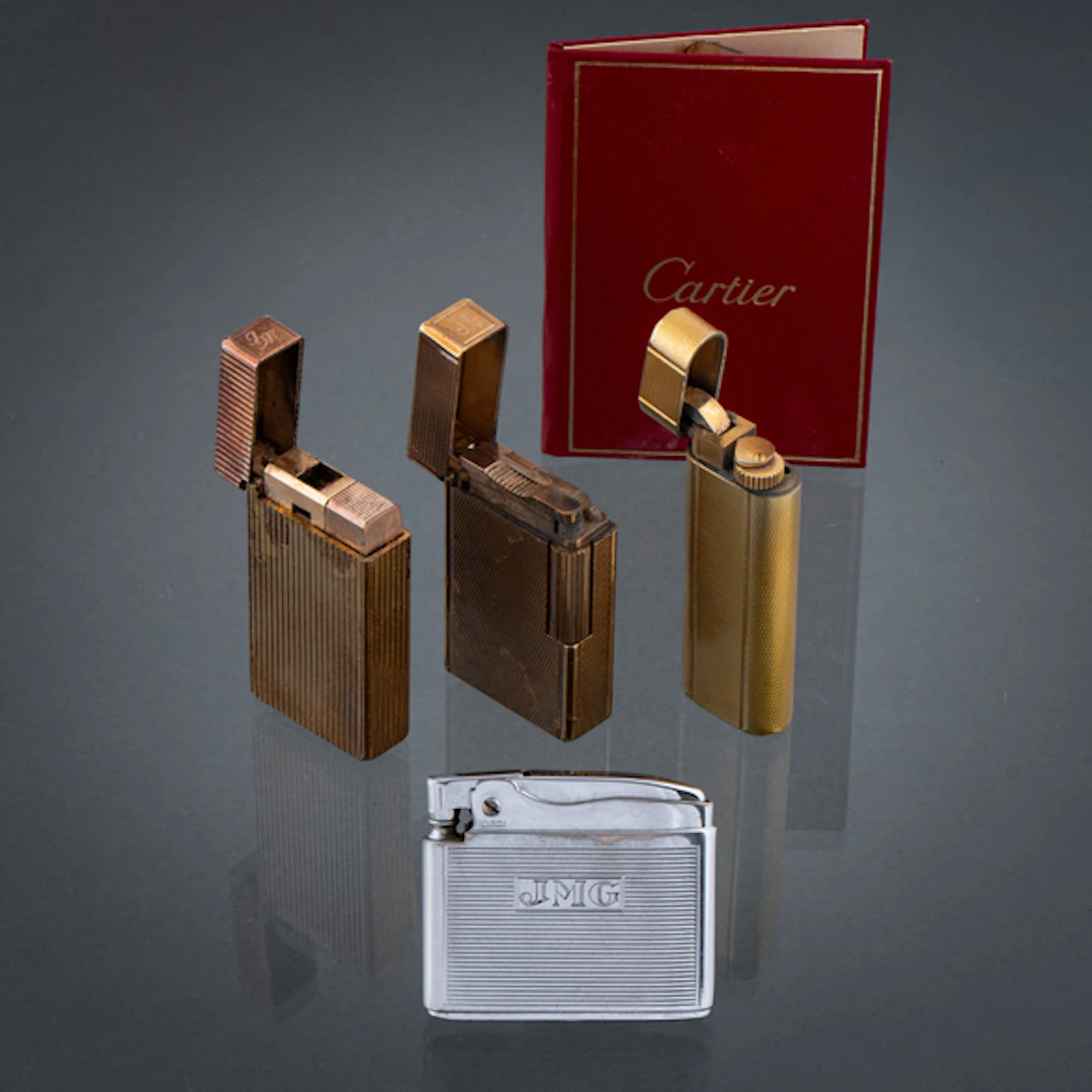 Conjunto de cuatro encendedores Vintage de las marcas MYON, CARTIER