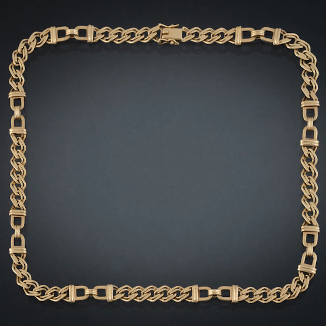 Bonita gargantilla de eslabones dobles en oro amarillo de 18 kt