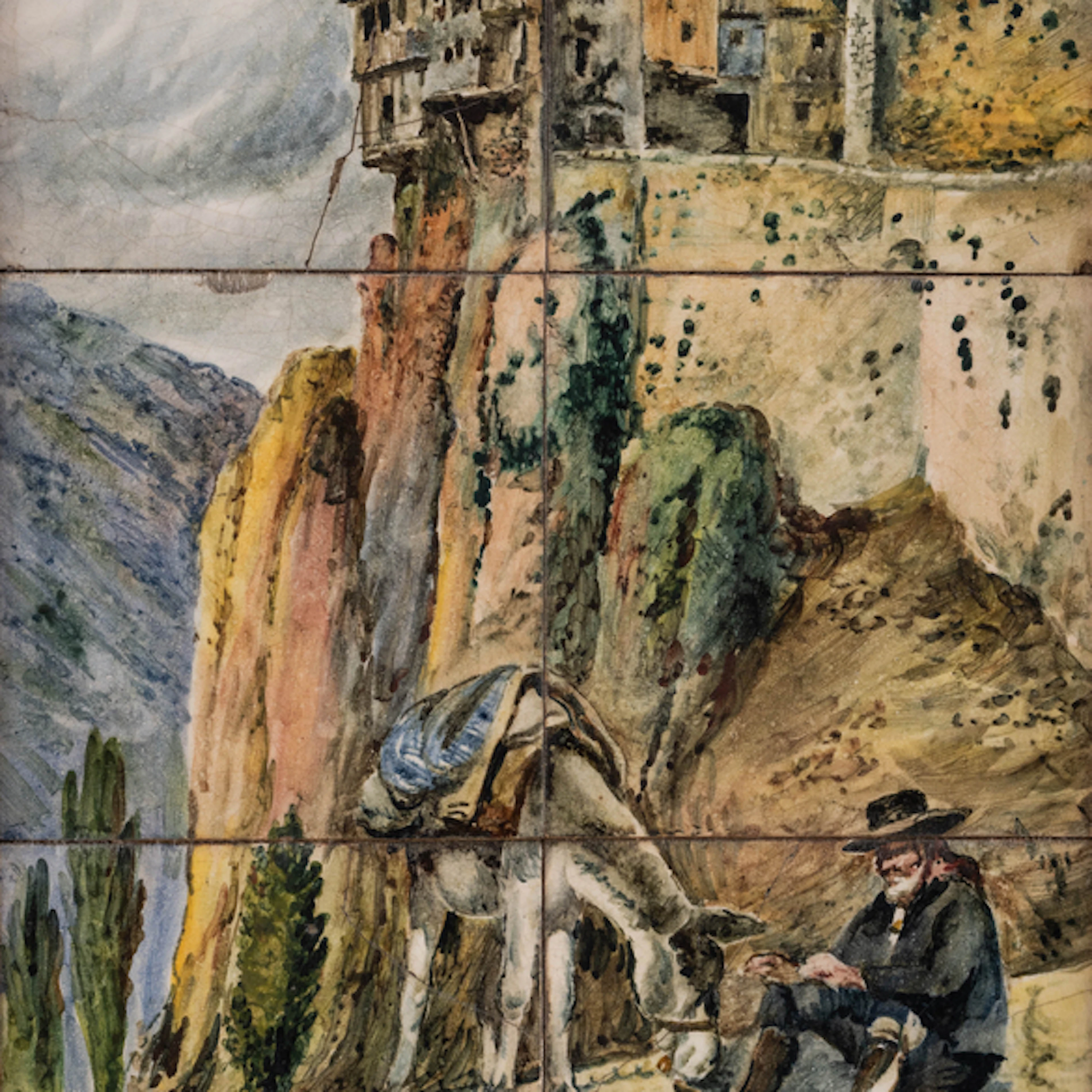 "Casas colgadas de cuenca y arriero con burro" Authorship: DANIEL